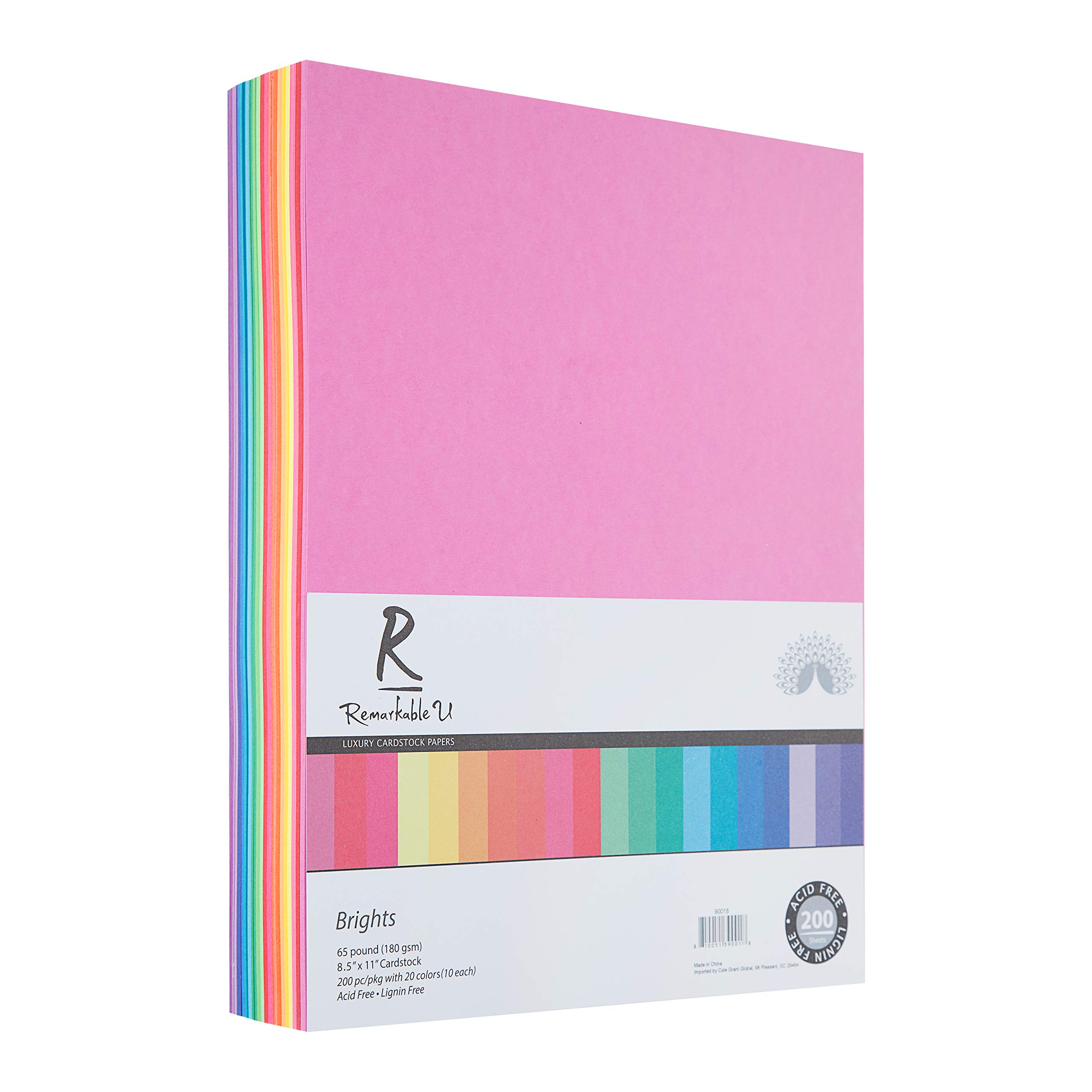 Premium Colored Cardstock Paper 8.5” x 11” - 65lb Smooth Texture Card Stock | 200 Sheets of Assorted Bright Colors | Solid Core for Scrapbooking, DIY Crafts, Invitations & Home Decor Projects