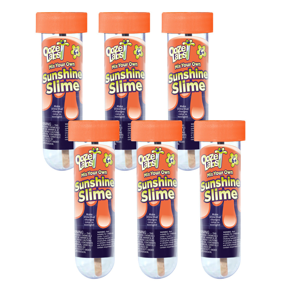 Ooze Labs 6: Sunshine Slime Kit - 6 Pack DIY Slime Making Set for Kids | Fun Science Experiment & Sensory Play Activity for Birthday Parties, Classroom STEM Projects & Stress Relief
