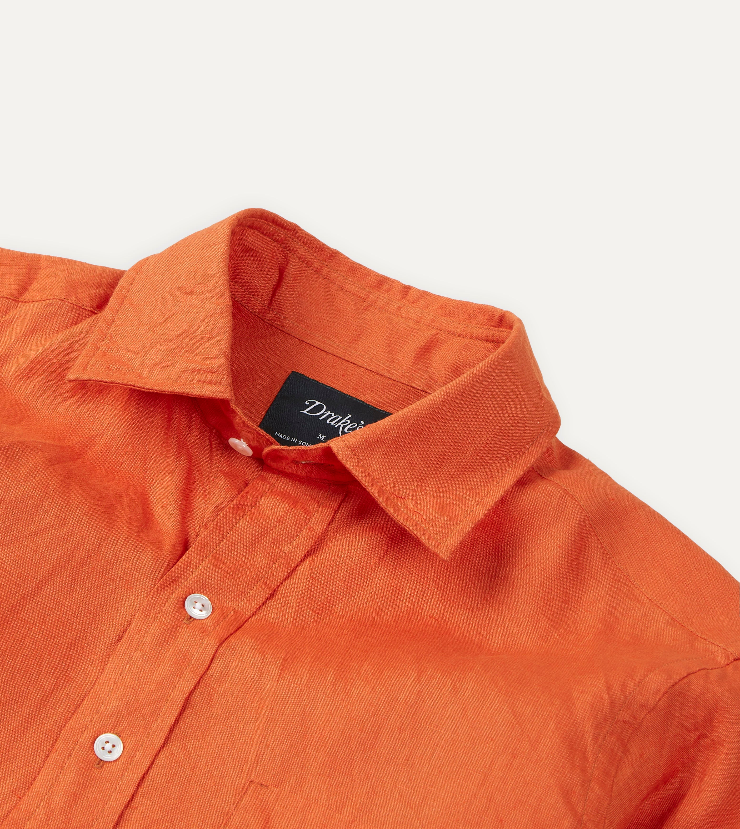 Men's Orange Linen Spread Collar Casual Shirt - Breathable Summer Button Down for Beach, Office & Outdoor Activities