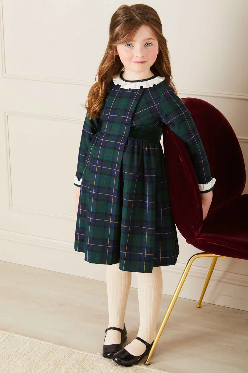 Windsor Tartan Dress for Girls - Classic Plaid A-Line Dress with Bow Detail | Perfect for School, Parties, and Holiday Outfits