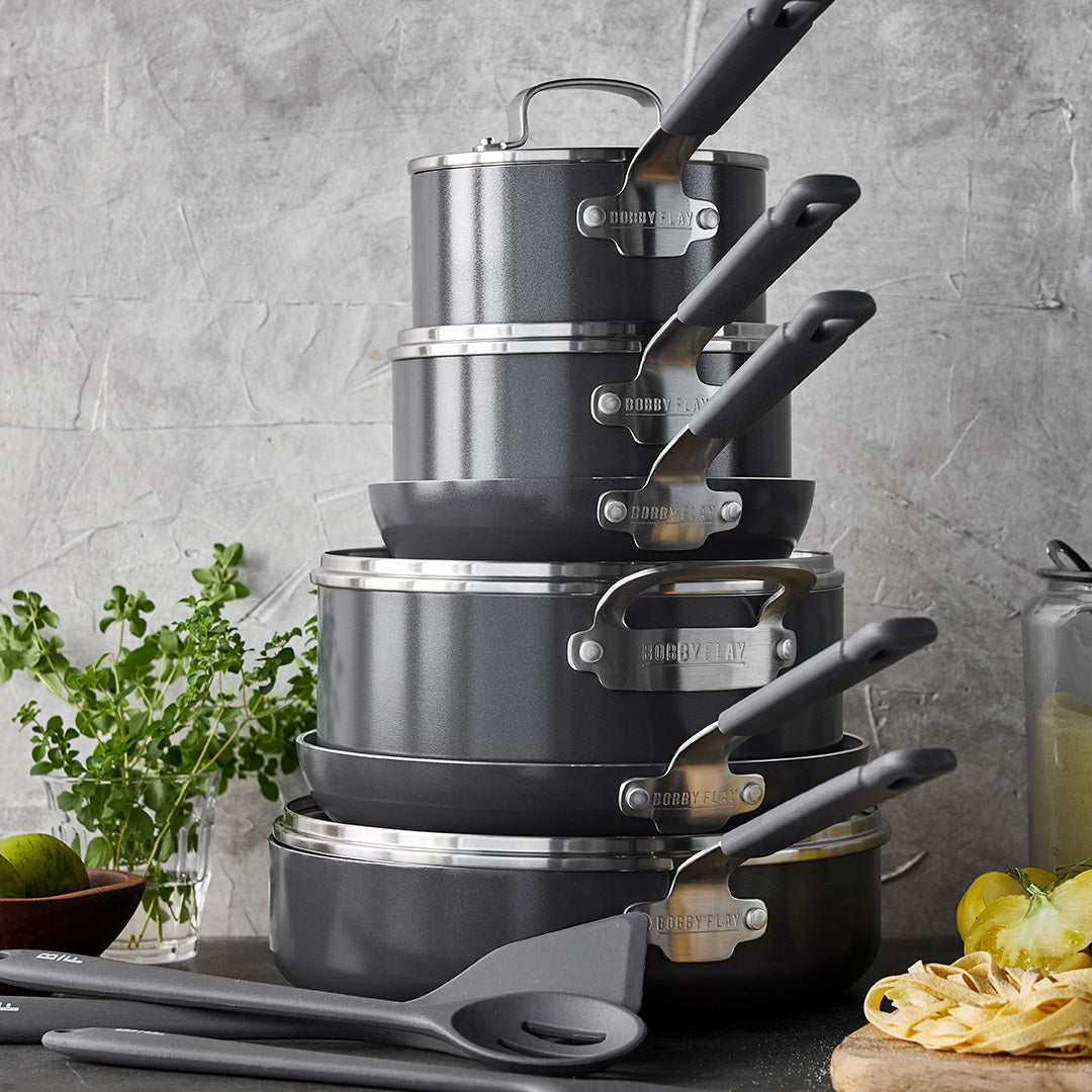 Bobby Flay by GreenPan Professional Ceramic Nonstick 13-Piece Cookware Set - Graphite Non-Toxic Cookware for Healthy Cooking | Perfect for Frying, Sautéing & Baking in Modern Kitchens