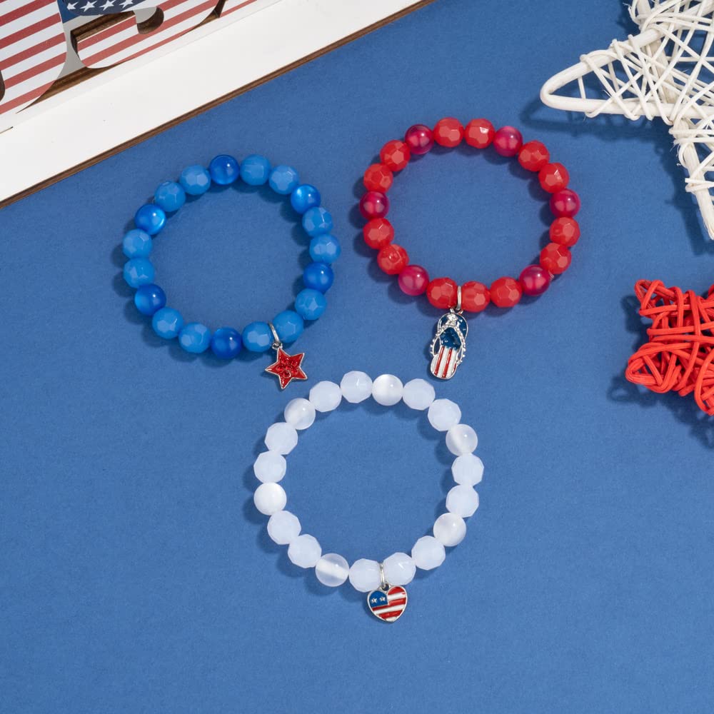 Madison Tyler American Flag Bracelets for Women – Red White Blue Stretch Beaded Bracelet | Patriotic 4th of July Independence Day Jewelry | Perfect for Summer Festivals, BBQ Parties & National Holidays