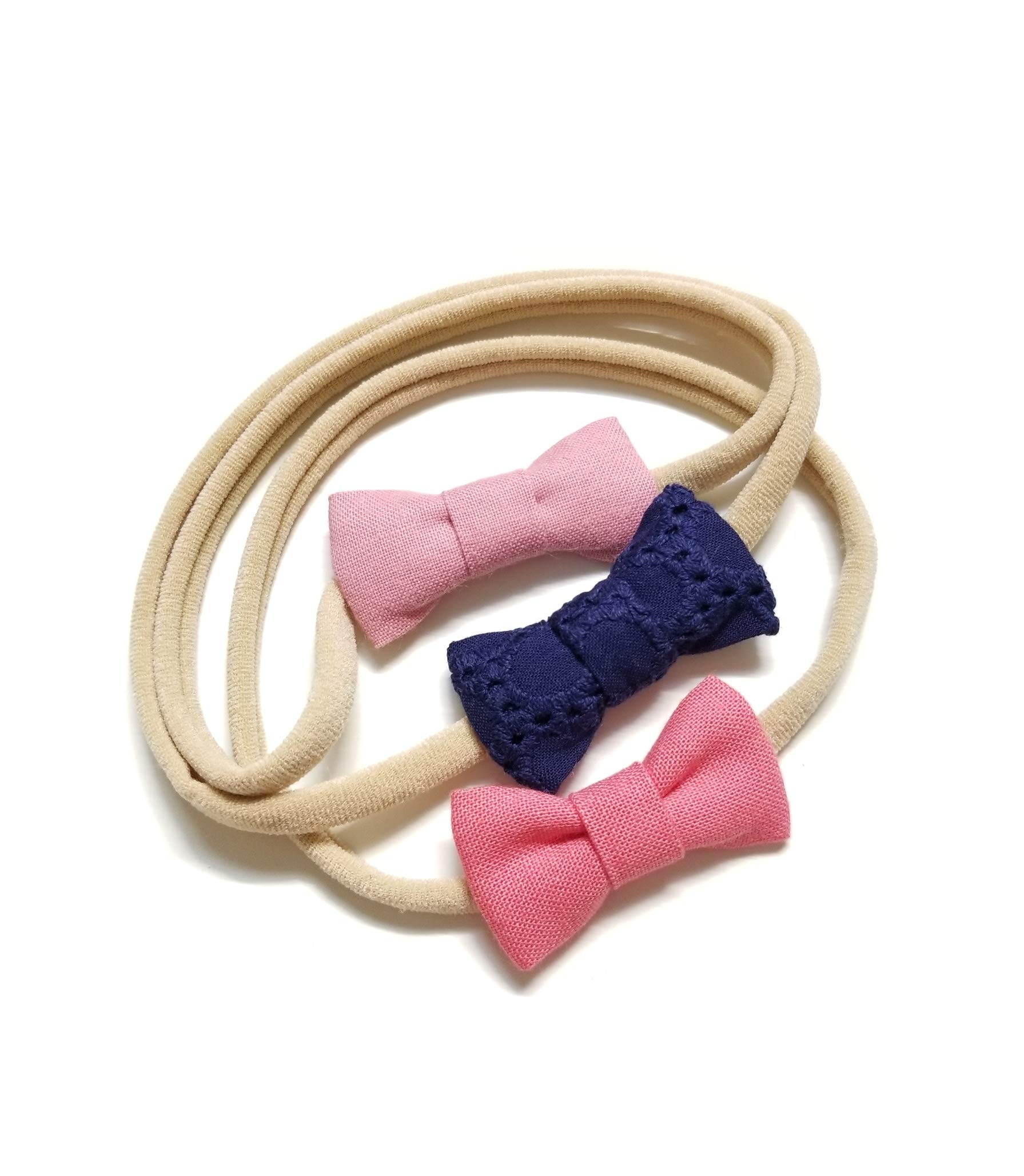 Newborn Baby Bows & Headbands for Girls - 3-Piece Set of Mini Hair Accessories | Perfect Baby Shower Gift & Photography Props | Made in USA