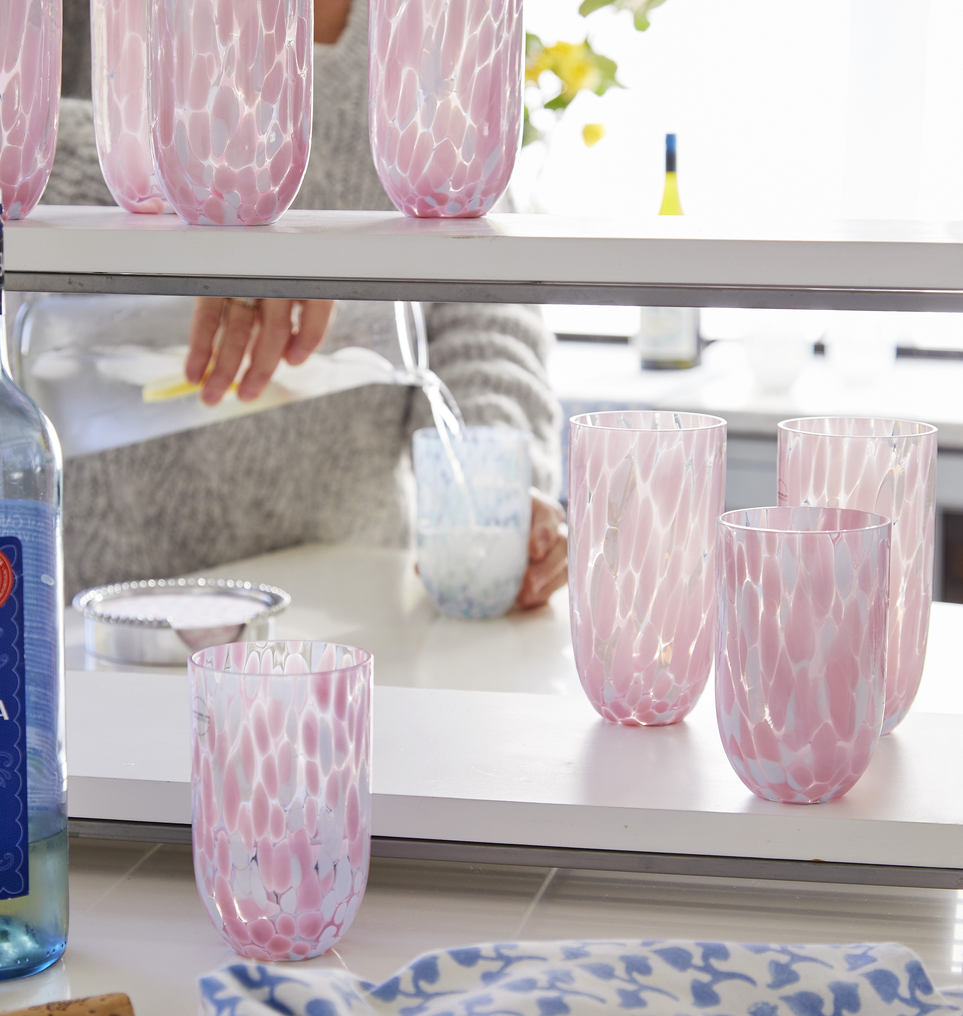 Rosa Splash Drinking Glass - 12oz Elegant Tumbler for Iced Coffee, Tea & Cocktails - Perfect for Home, Office & Outdoor Use