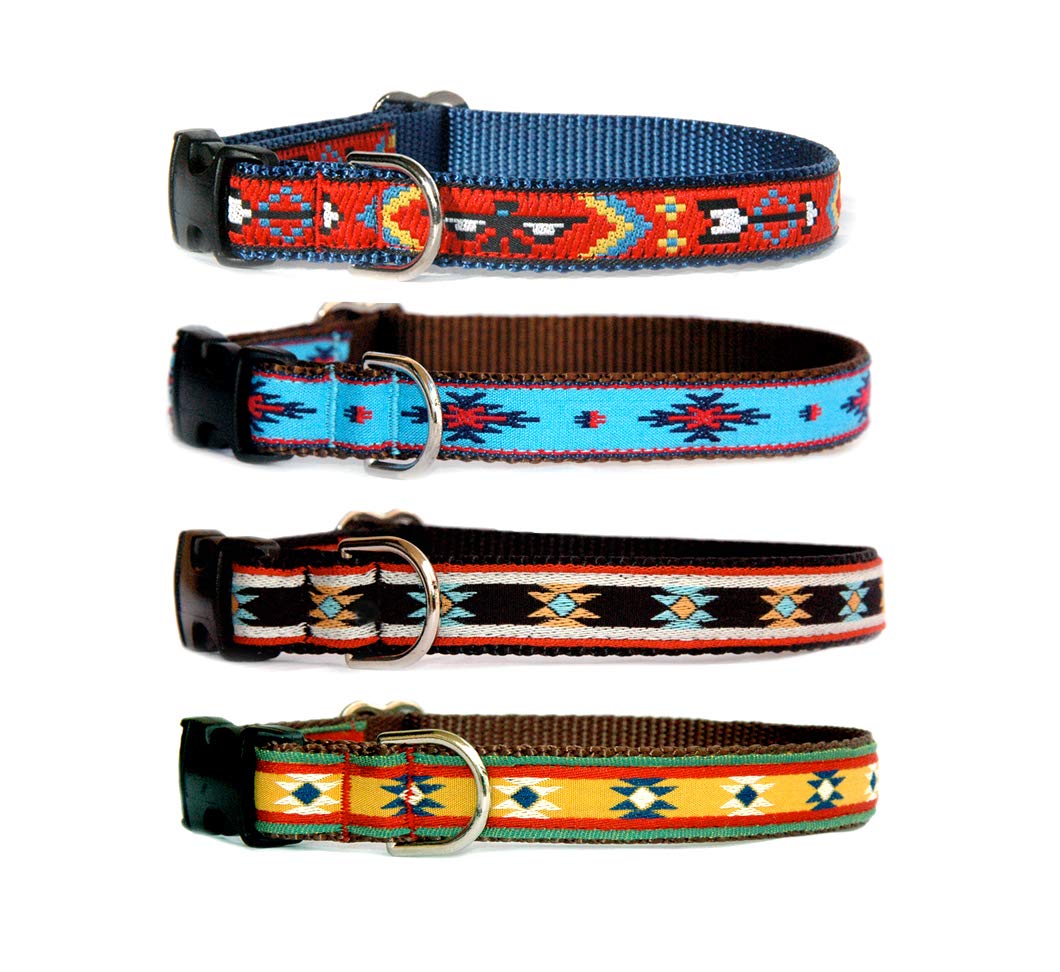 Handmade Navajo Mustard Yellow Dog Collar - Size Large for Big Dogs | Southwest Tribal Boho Style | Premium U.S.A. Made by Marityn Dog | Perfect for Outdoor Adventures & Bohemian Pet Fashion