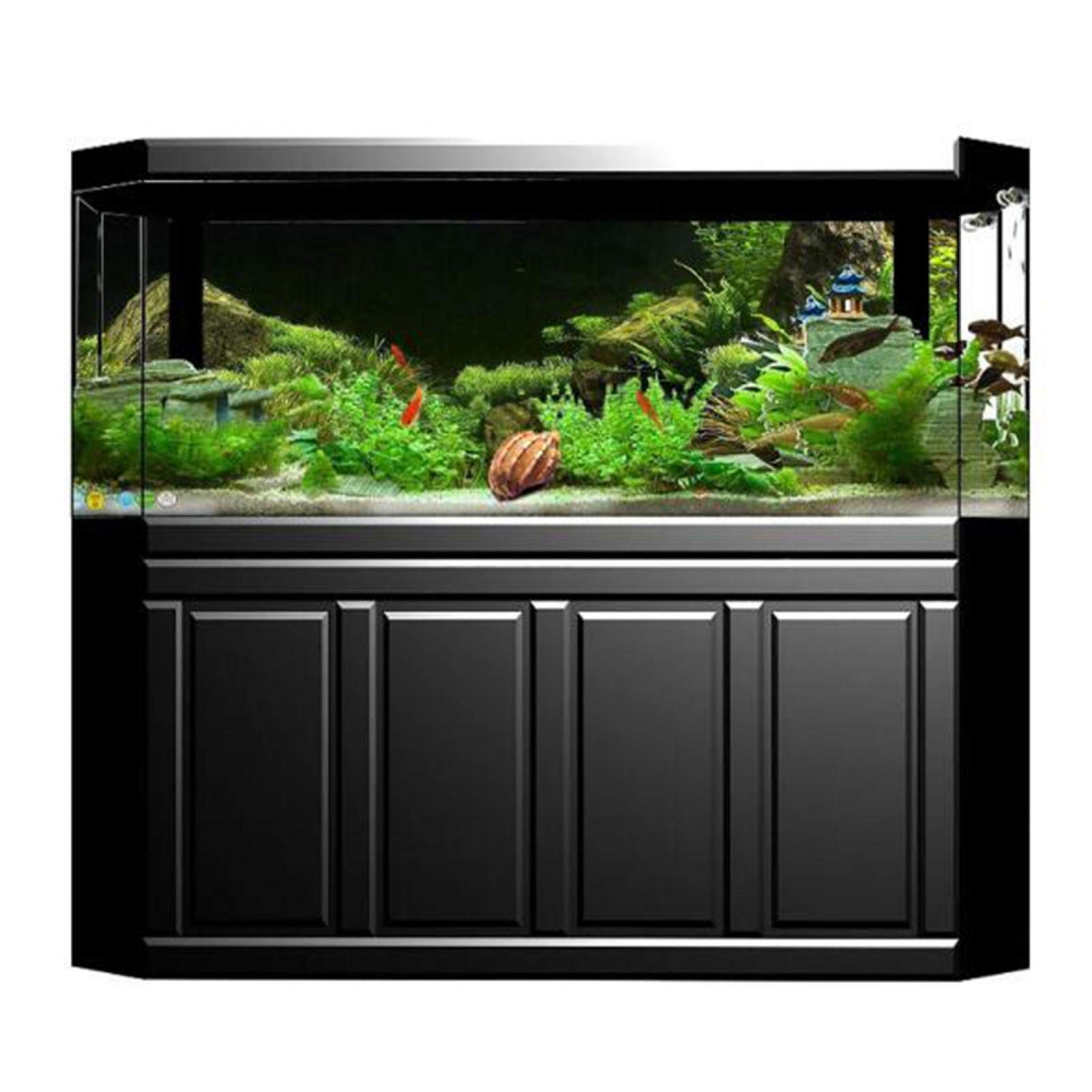 3D Seafloor Water Grass Aquarium Background - Self-Adhesive PVC Fish Tank Backdrop for Reptile Terrarium, Living Room Wall Decor (76