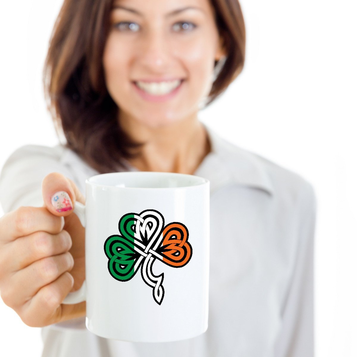 Celtic Knot Irish Flag Coffee Mug - 15oz St. Patrick's Day Shamrock Design Ceramic Cup for Tea, Coffee & Hot Drinks - Perfect Gift for Irish Pride & St. Paddy's Day Celebrations