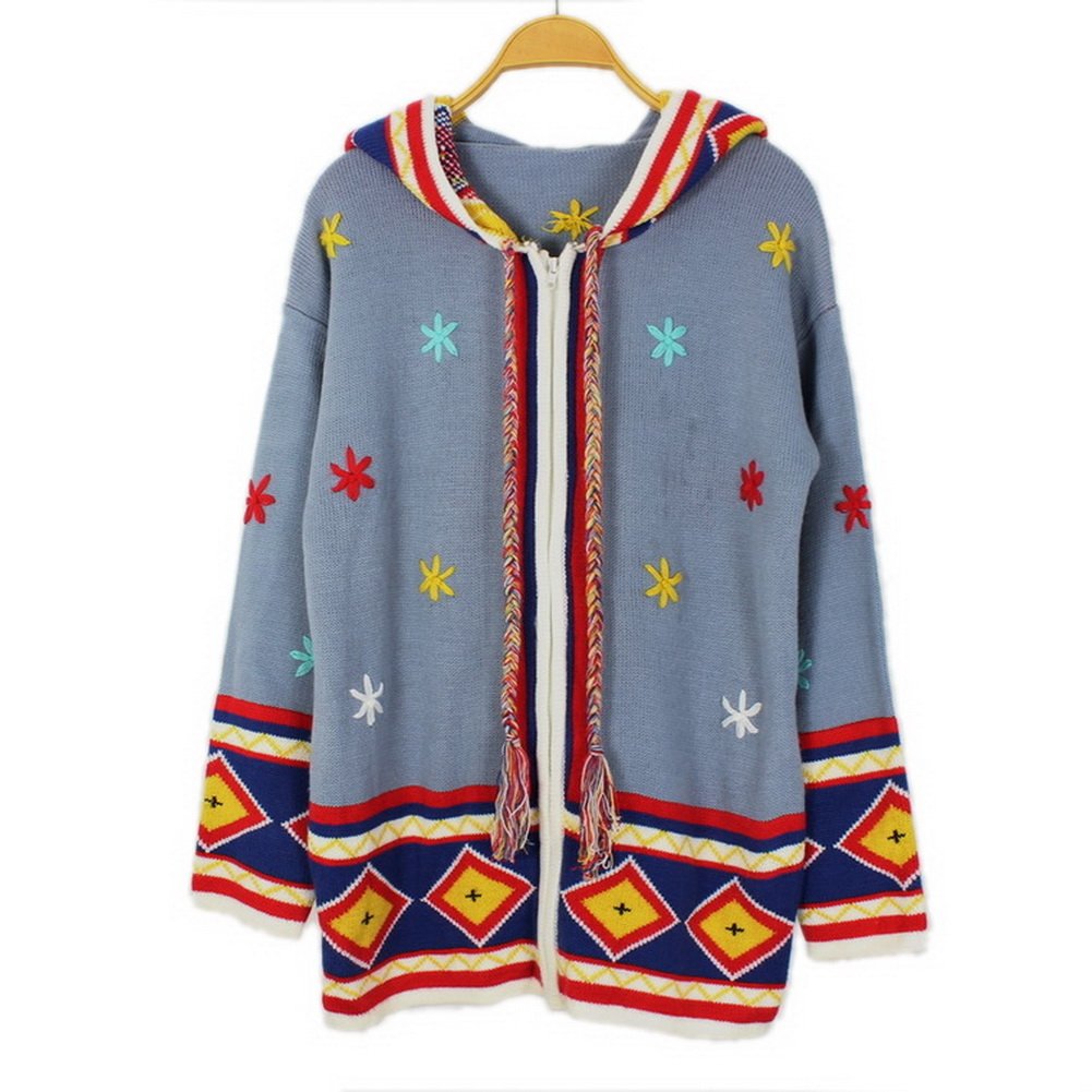 Funny Witch Hooded Sweater - Halloween & Christmas Costume - Blue Grey XL for Parties