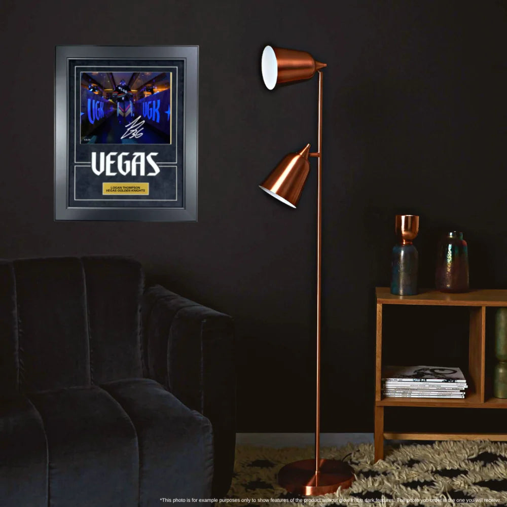 Logan Thompson Vegas Golden Knights Glow in the Dark Signed 11x14 Photo with IGM COA Autograph - Perfect for Hockey Fans, Sports Memorabilia Collectors, and Man Cave Decor