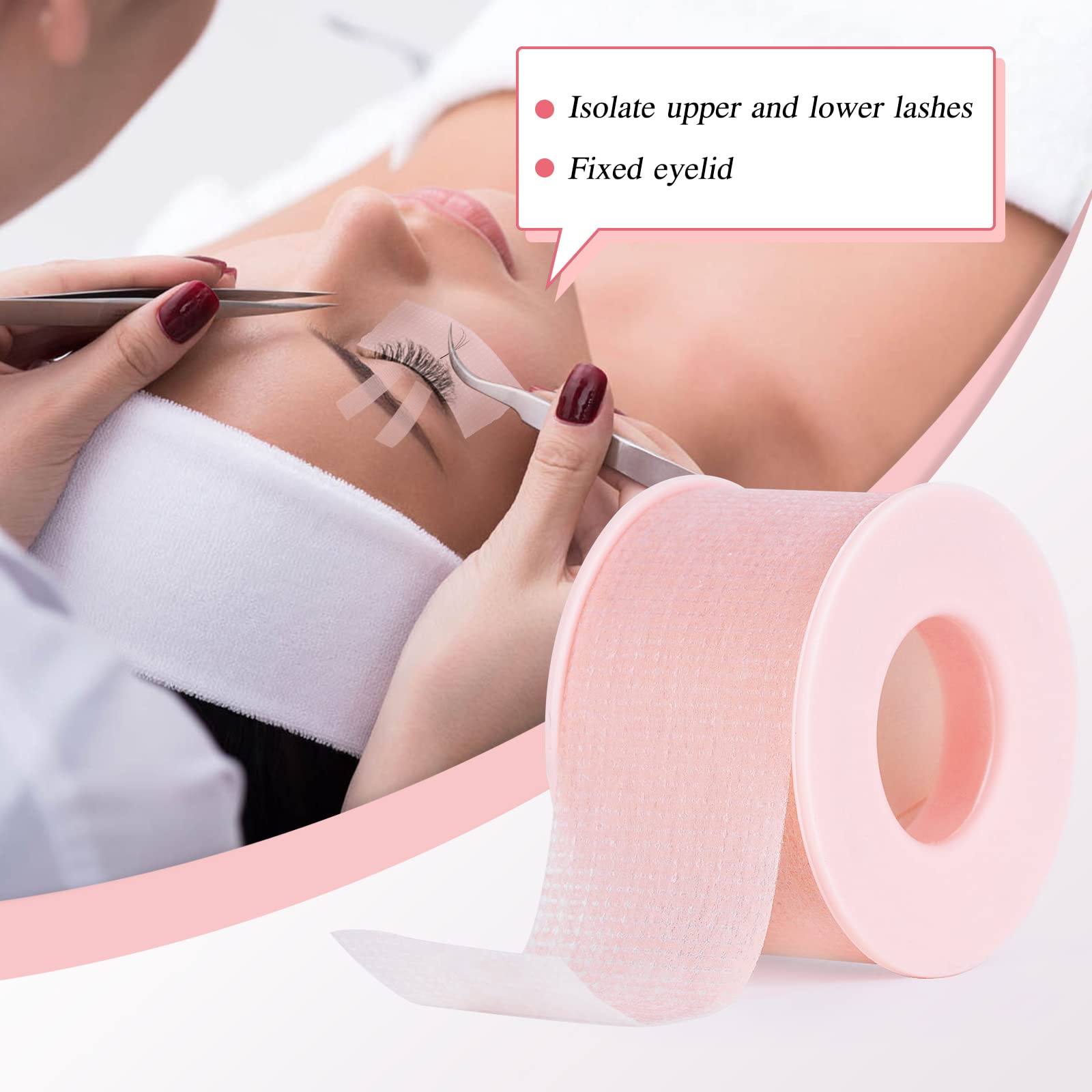 QUEWEL Pink Eyelash Extension Tape - Breathable Flexible Lash Tape for Sensitive Skin | Professional Eyelash Extension Tool for Salon & Home Use