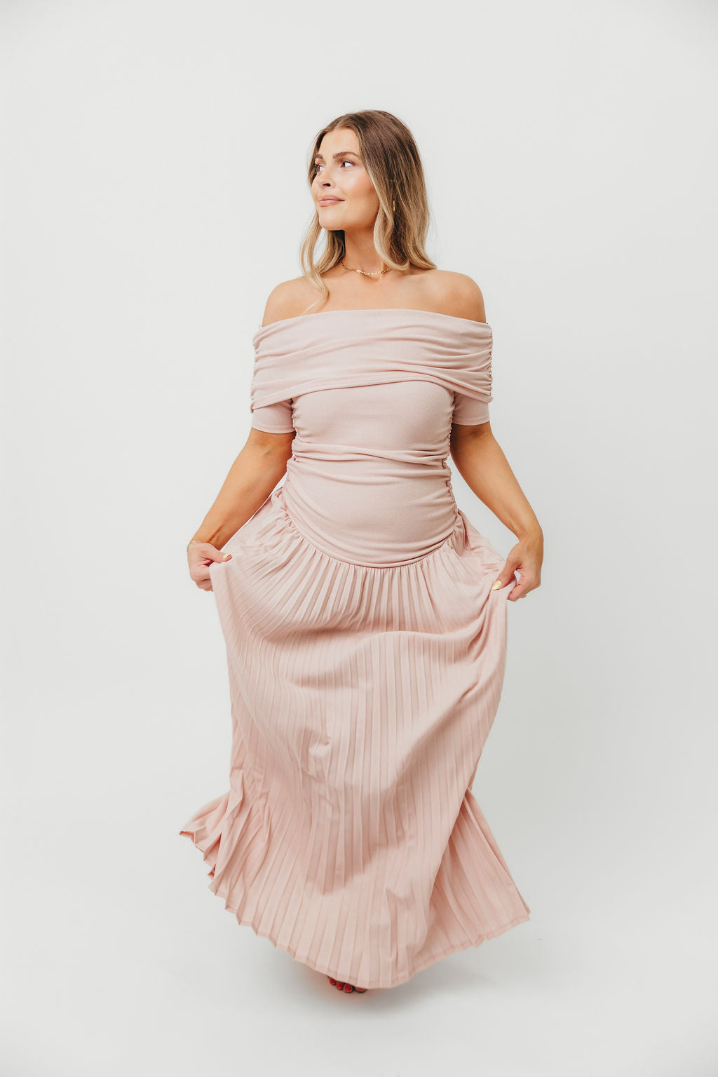 Lennox Maxi Dress for Women - Elegant Dusty Pink Flowy Long Dress for Summer, Beach, Wedding & Special Occasions