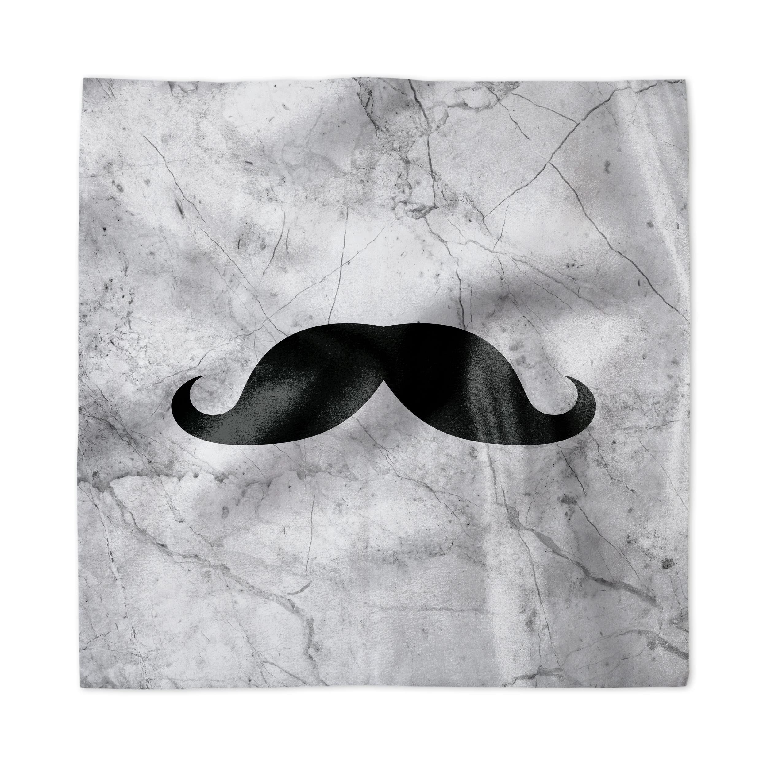 Ambesonne 4-Pack Decorative Satin Napkins - Retro Mustache Print on Grunge Marble Design, 12x12 Inch Square Dinner Napkins for Parties, Weddings & Home Decor (Grey Black White)