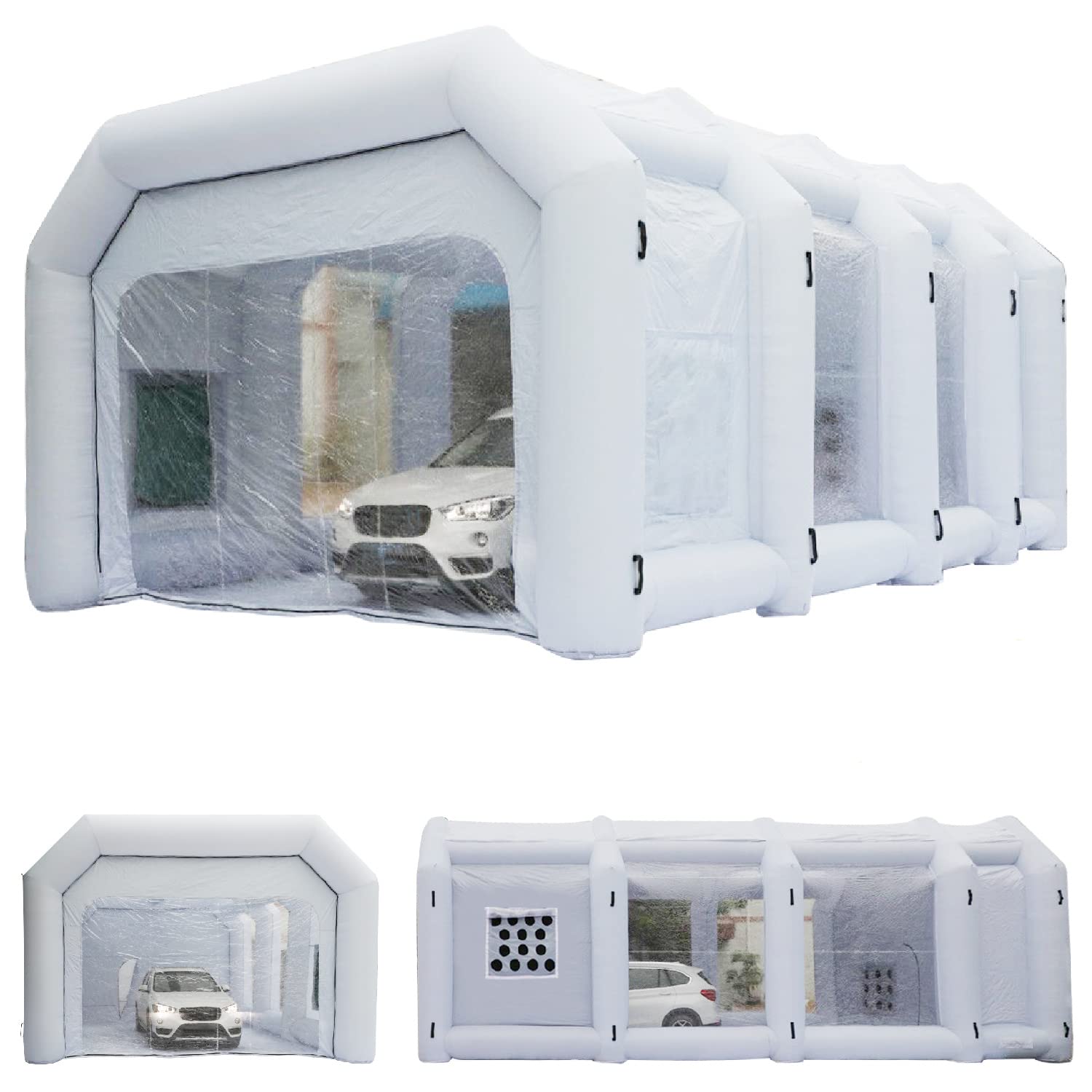 Xmaybang 39x16.5x13ft Inflatable Spray Booth for Large Trucks - Portable Auto Paint Booth with Filtration System (Blower Not Included) - Perfect for Auto Body Shops, Truck Painting & Industrial Spray Applications