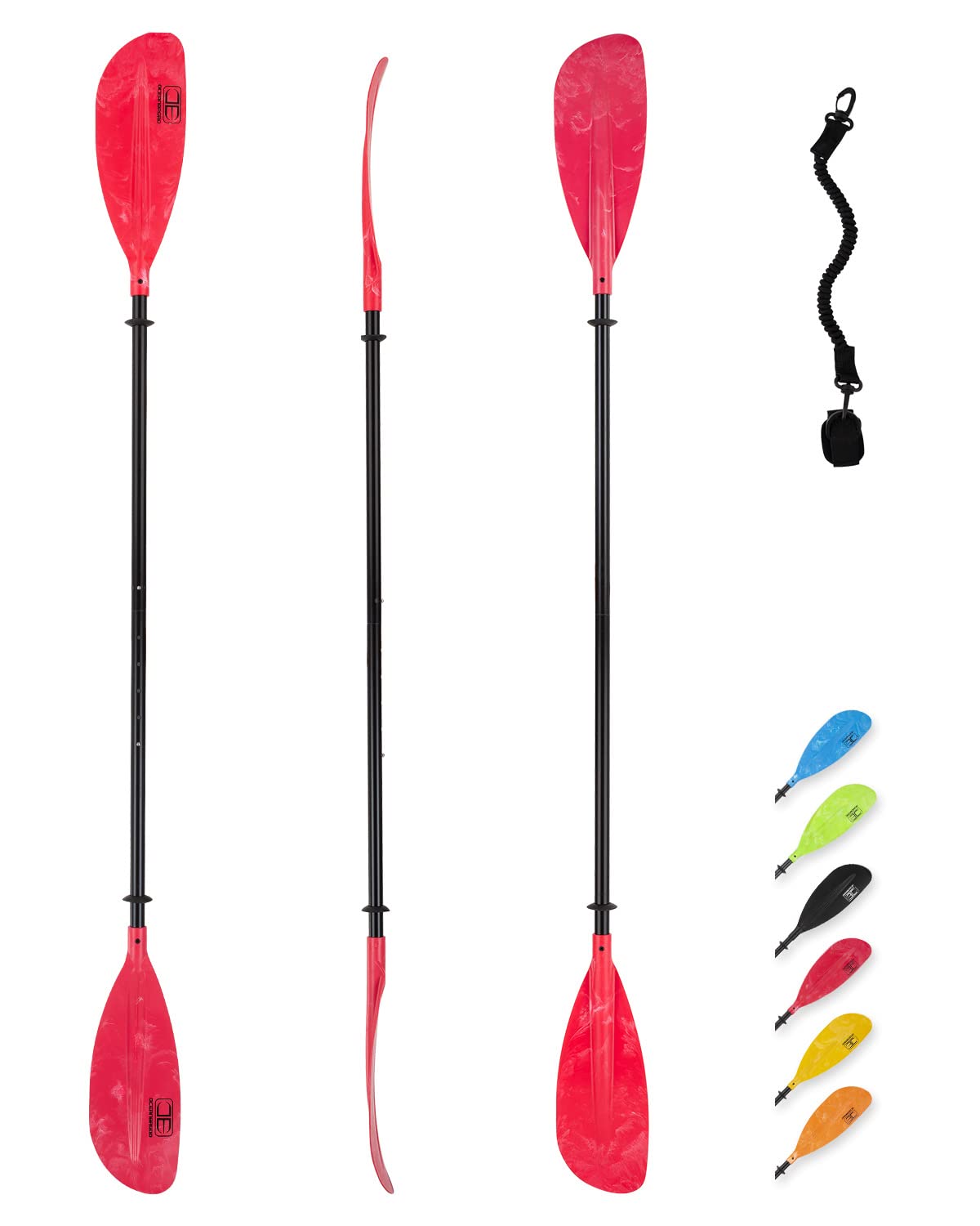 Adjustable Kayak Paddle 86in to 94in (220cm-240cm) - Lightweight Canoe Oar with Paddle Leash for Kayaking, Boating & Canoeing - Perfect for Recreational Paddling, Fishing & Water Sports