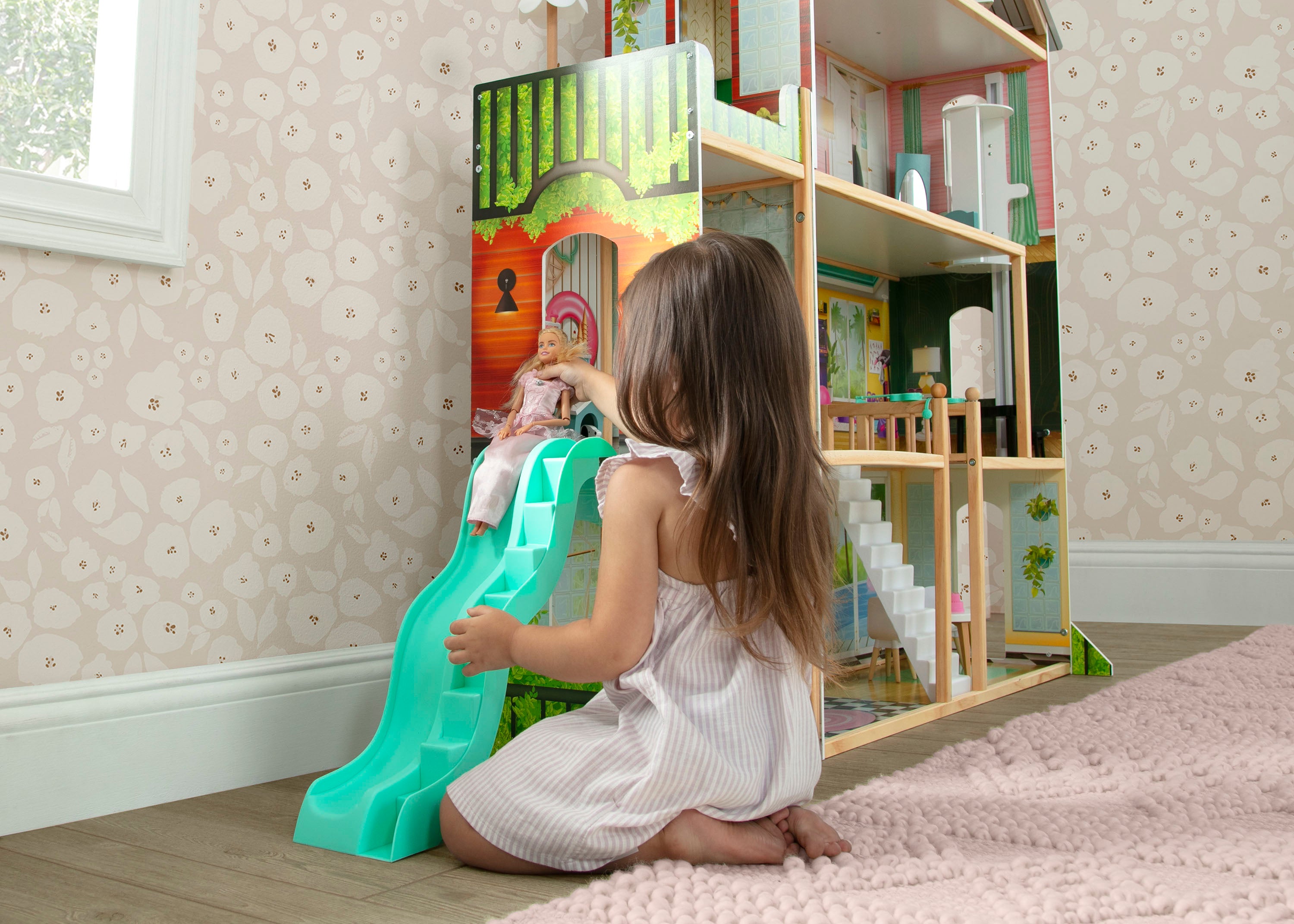 Deluxe Maui Dollhouse for Kids - Wooden Playhouse with Furniture & Accessories - Perfect for Pretend Play, Birthday Gifts & Home Decor