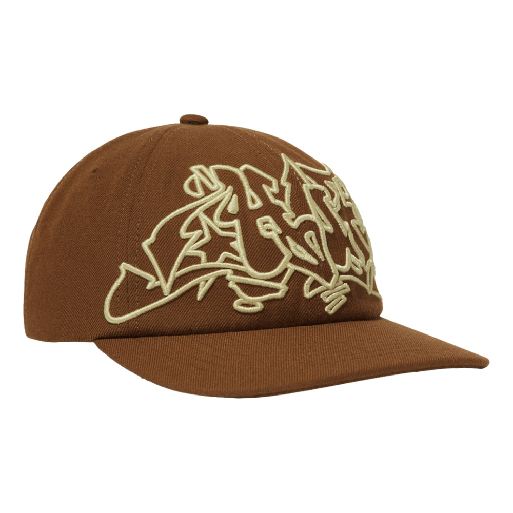HUF Outlines 6-Panel Snapback Hat - Brown Adjustable Baseball Cap for Men & Women - Perfect for Streetwear, Skateboarding & Outdoor Activities