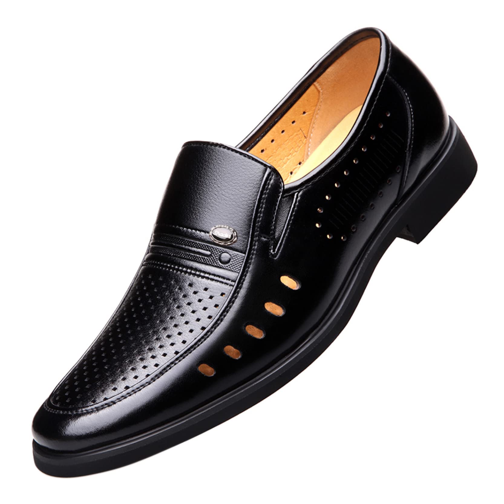 **Men's Breathable Leather Loafers - Summer Office Dress Shoes for Business & Formal Wear | Slip-On Comfort & Style for Work, Weddings & Casual Outings**
