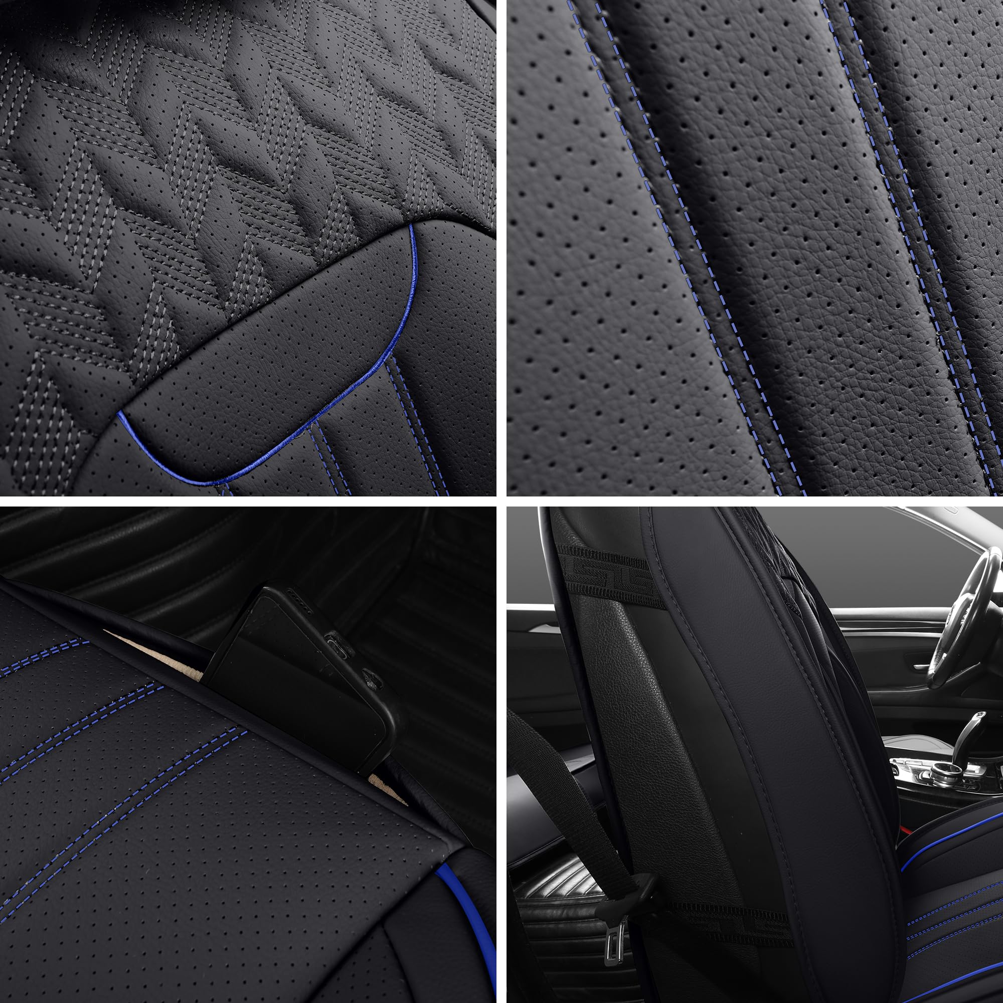 LINGVIDO Waterproof Faux Leather Car Seat Covers Full Set - Universal Fit for Cars, Trucks & SUVs | Front & Back Seat Protector | Durable Automotive Interior Accessories for Daily Commute & Road Trips