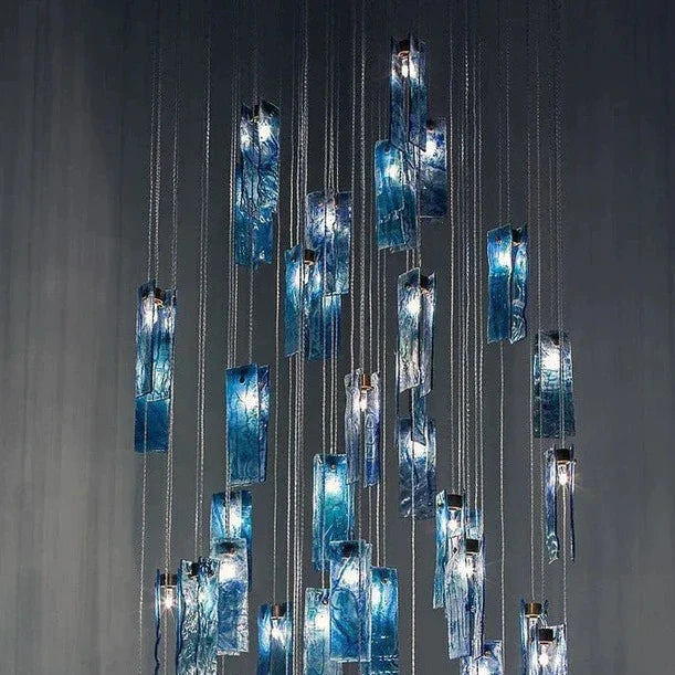 1/25/60/84 Light Colorful Rectangle Cluster Glass Tile Pendant Chandelier - Modern Art Design for Dining Room, Living Room & Bedroom Lighting
