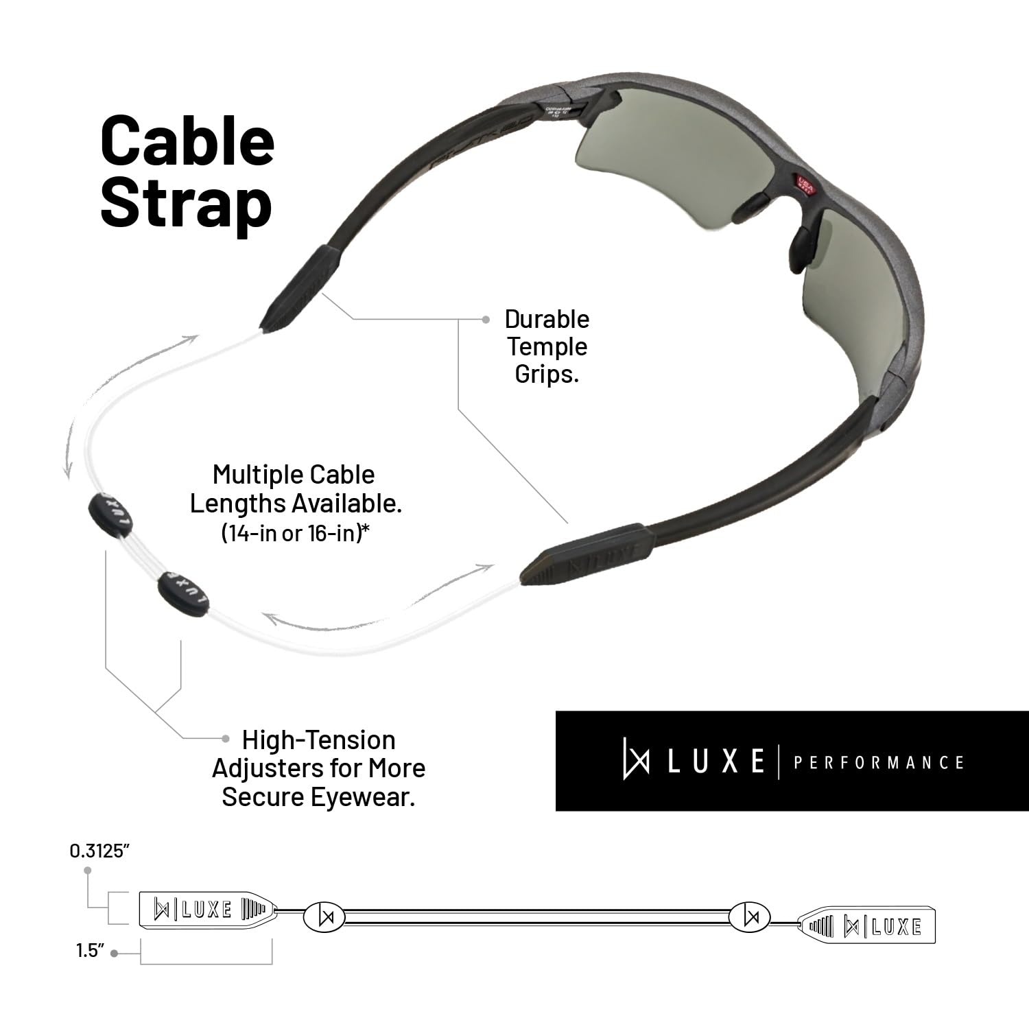 Adjustable Eyewear Retainer Straps - Glasses & Sunglasses Holder with Secure Cable Design for Sports, Reading & Outdoor Activities