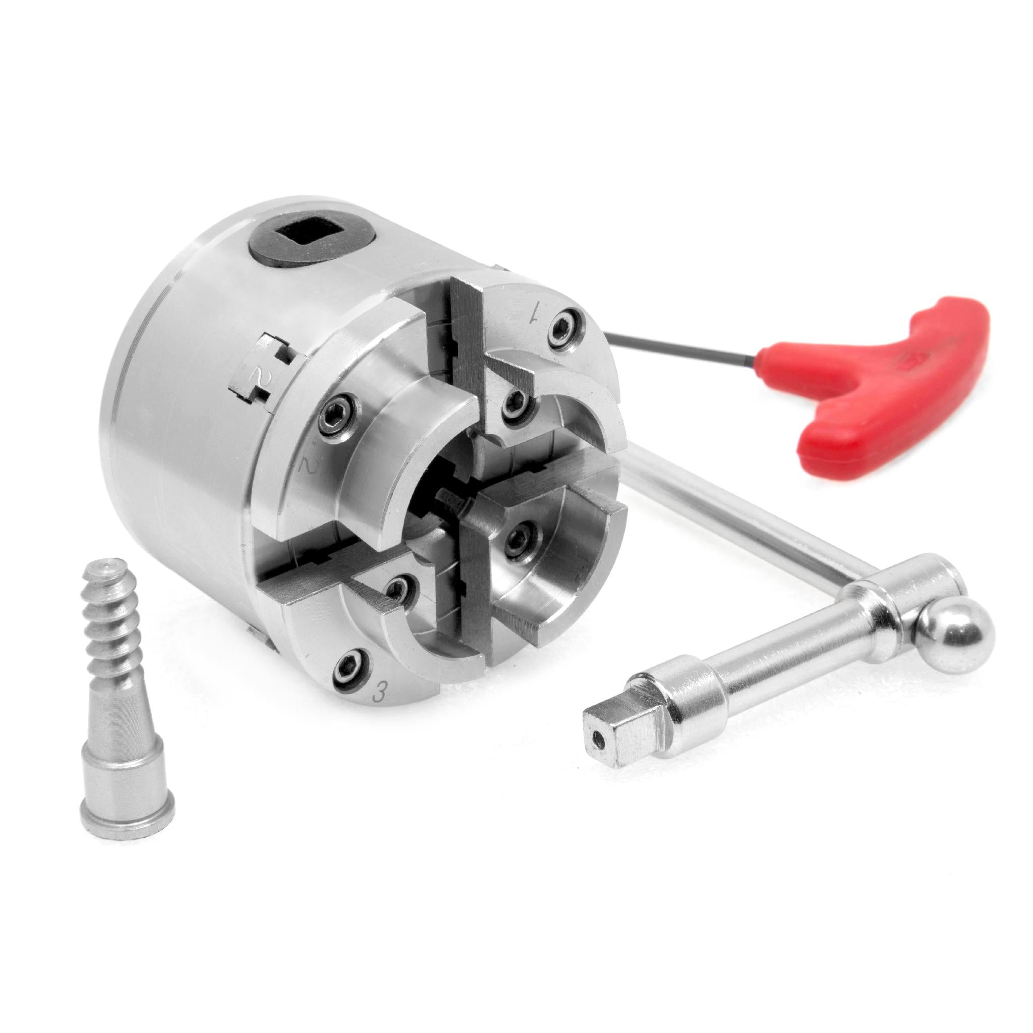 WEN LA4275 2.75 Inch 4 Jaw Self Centering Keyed Lathe Chuck Set with 1 Inch x 8TPI Thread - Perfect for Metalworking, Woodturning & DIY Projects on Mini Lathes