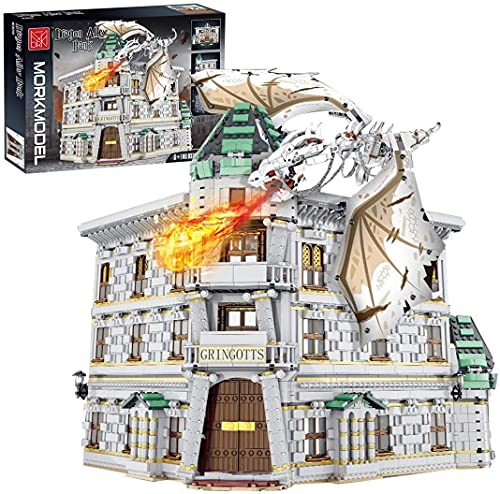 Pasyru Diagon Alley Bank Model Building Kit - 4185Pcs Harry Potter MOC Magic World Architecture Set | Compatible with Lego 10217 | Collector's Display & Creative Gift for Potter Fans
