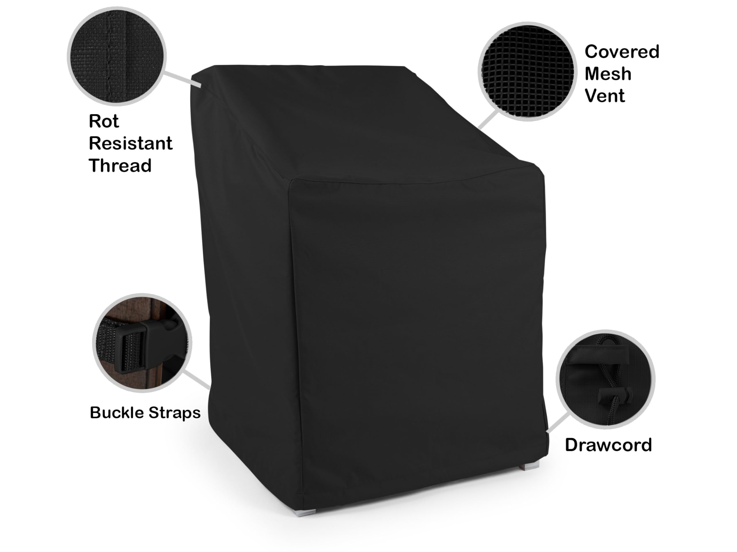 Heavy-Duty Outdoor Chair Cover - Waterproof Polyester Fabric with Drawcord Hem, 34