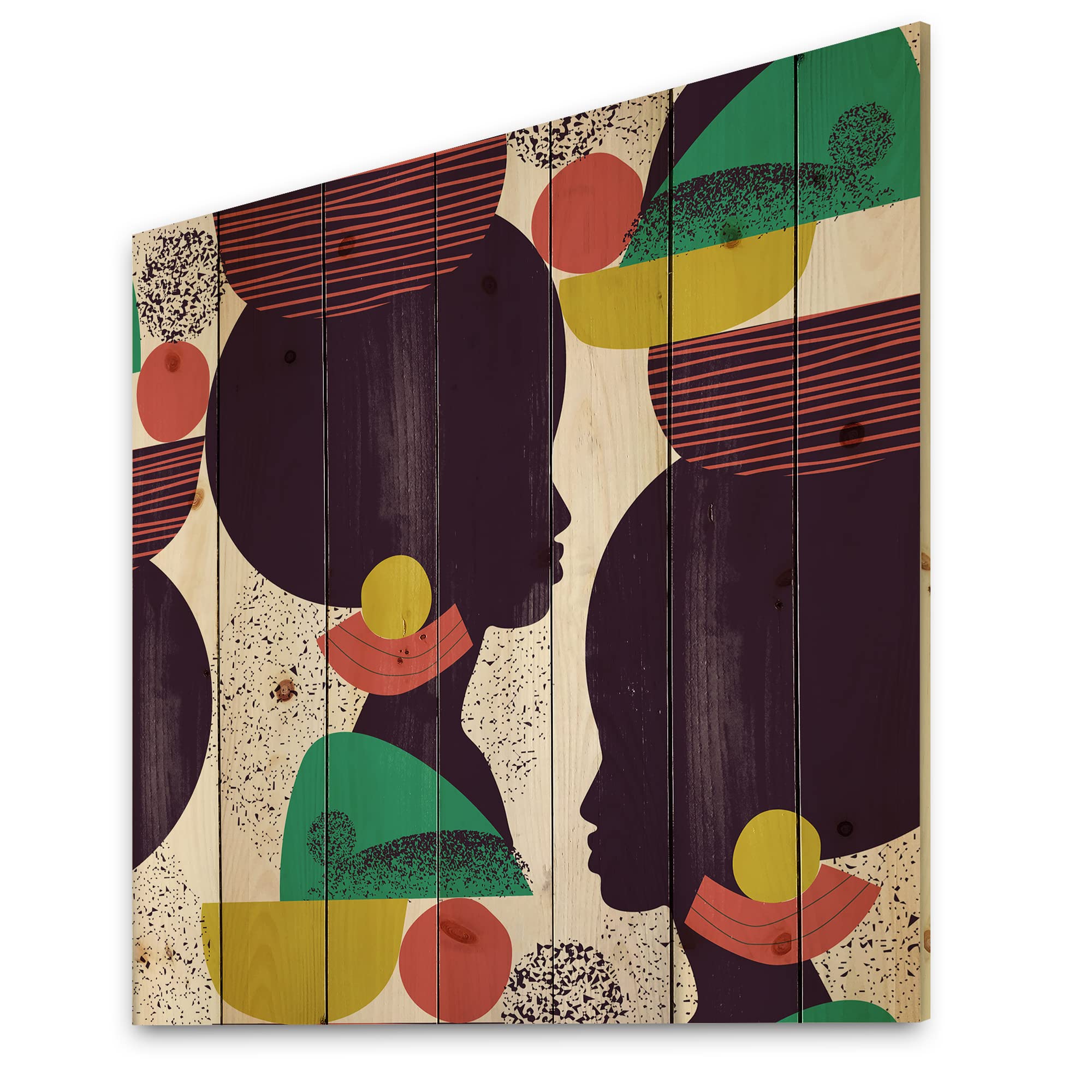 Ethnic Geometric Afro American Wood Wall Art - Modern Abstract Decor for Living Room