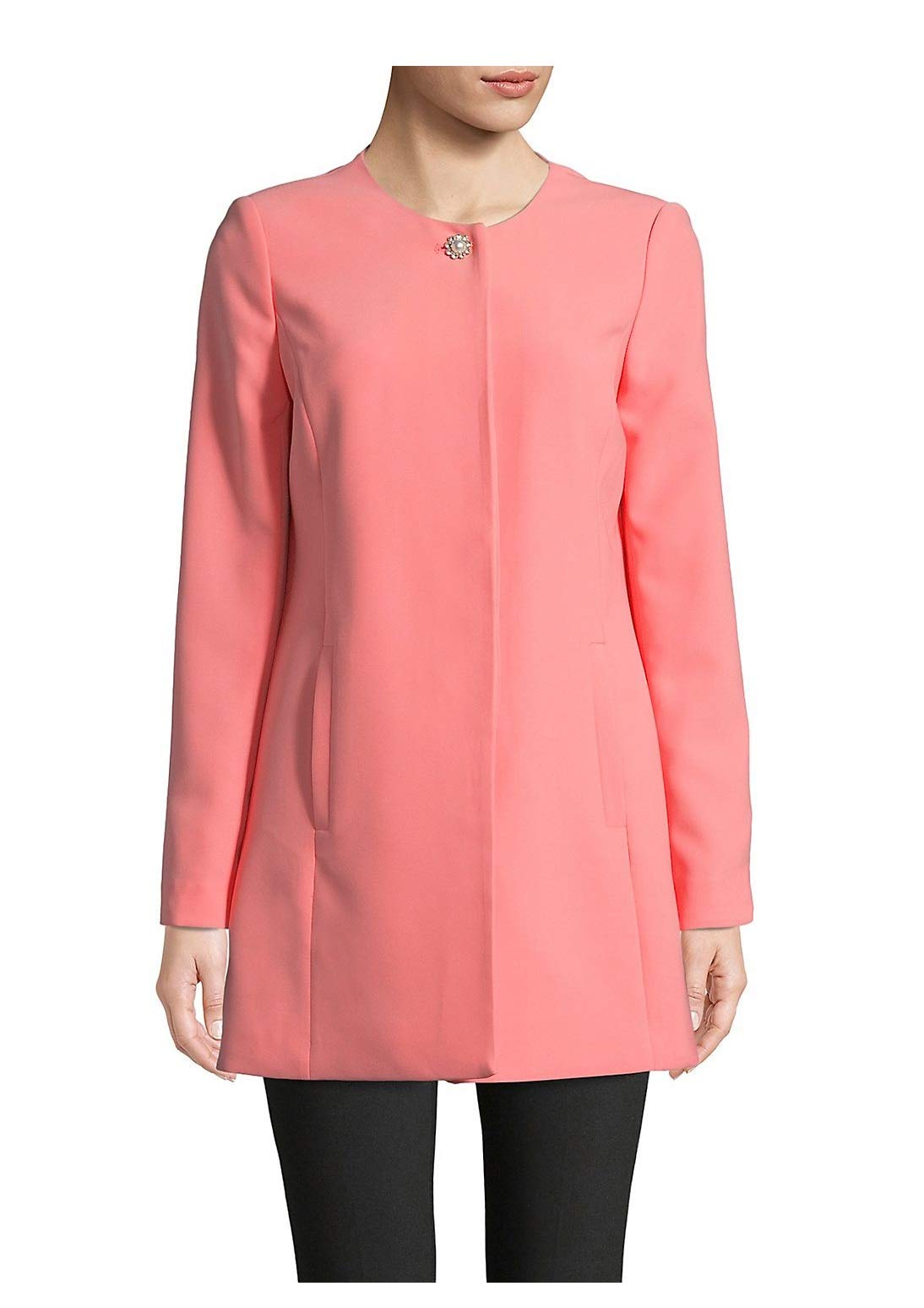 Karl Lagerfeld Paris Women's Long Sleeve Blazer Jacket - Peach (Size 12) | Office Wear, Business Casual, Spring Outerwear for Women