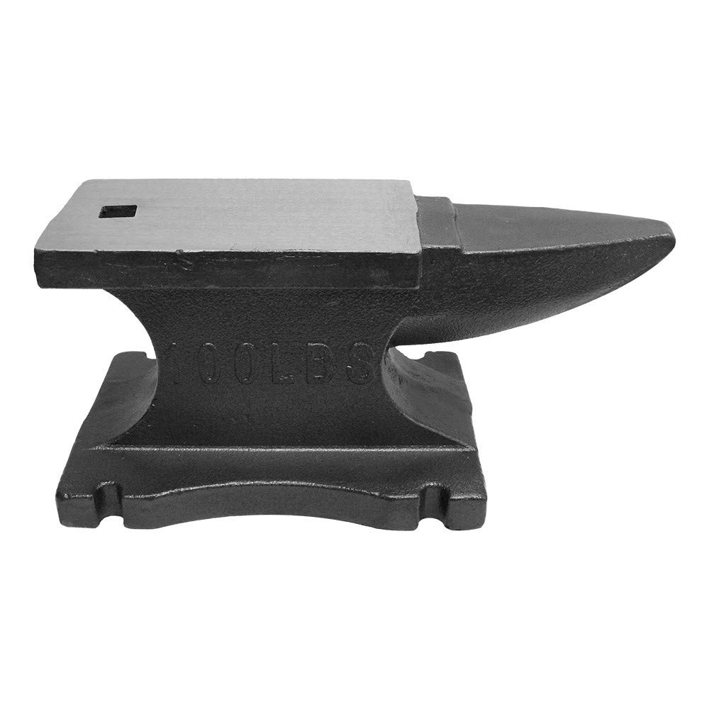 Prolinemax 100 Lbs Heavy Duty Cast Iron Anvil for Blacksmithing - Long Horn Design with Hardy Hole - Perfect for Metalworking, Forging, and DIY Projects