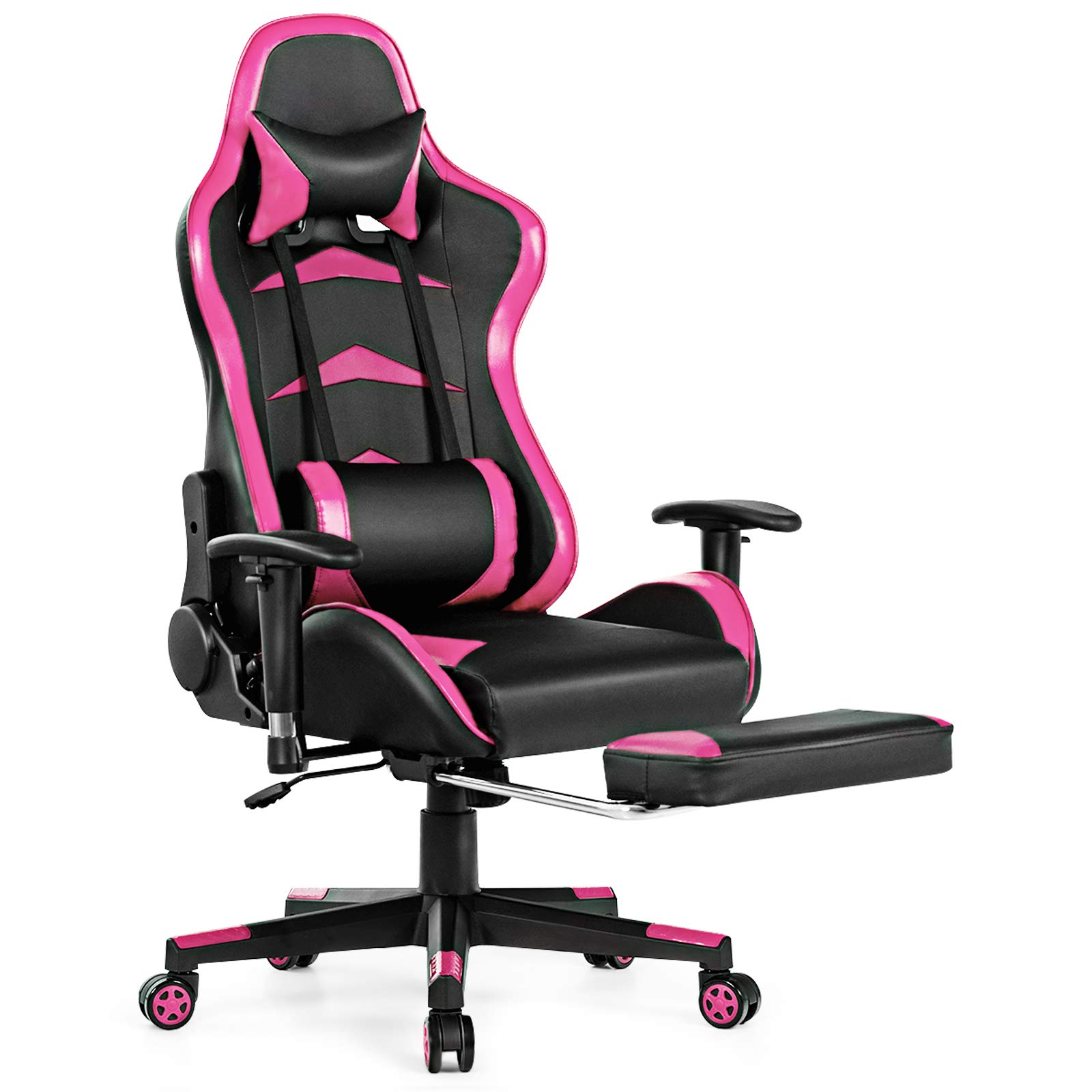 Tangkula Gaming Desk and Racing Chair Set - Ergonomic E-Sport Gamer Desk with Monitor Stand & Reclining Gaming Chair with Adjustable Height, Cup Holder, Headphone Hook - Perfect for PC Gaming Setup, Streaming Station, and Home Office Workspace