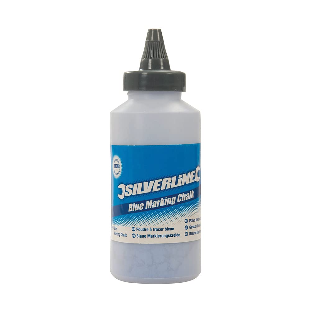 Silverline CB63B Blue Marking Chalk 250g - High Visibility Chalk for Construction, Masonry & DIY Projects | Perfect for Layout Marking on Concrete, Wood & Metal Surfaces