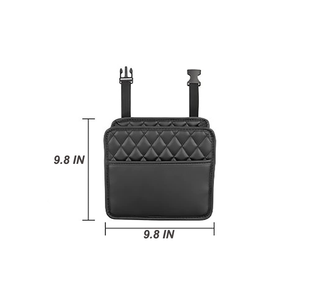 Small Cute Hanging Car Trash Bag - Waterproof Leather Collapsible Car Garbage Can for Back Seat, Vehicle Waste Bin & Automotive Organizer (Black) | Perfect for Road Trips, Commuting & Keeping Your Car Clean