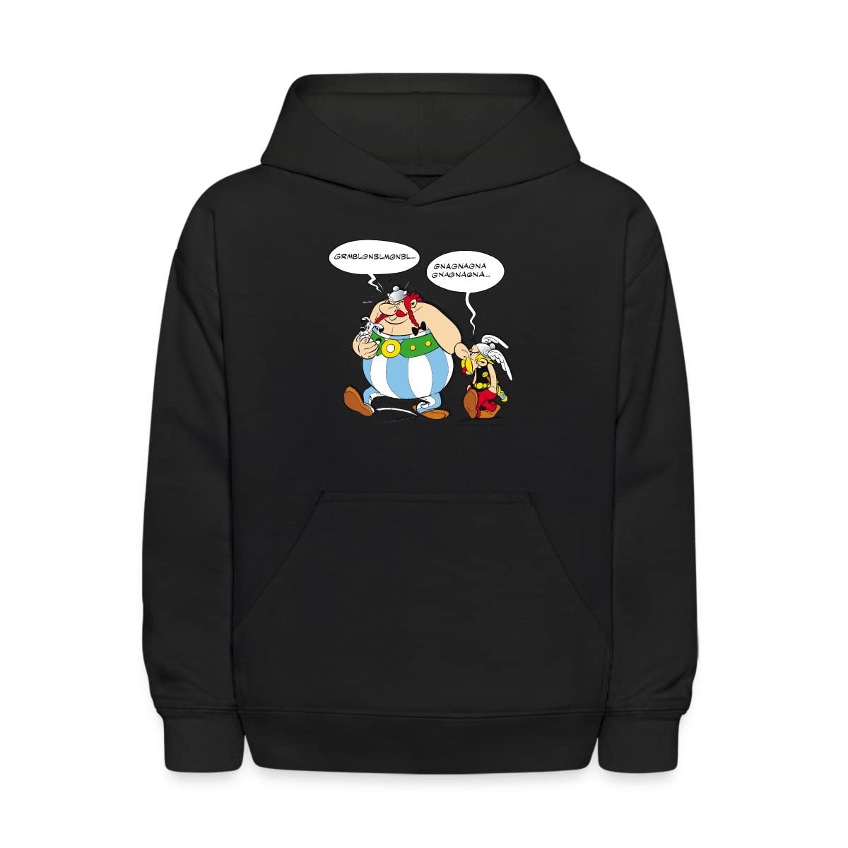 Officially Licensed Asterix & Obelix Speech Bubbles Kids' Hoodie - Soft & Warm Pullover for Boys & Girls - Perfect for School, Playdates & Family Adventures