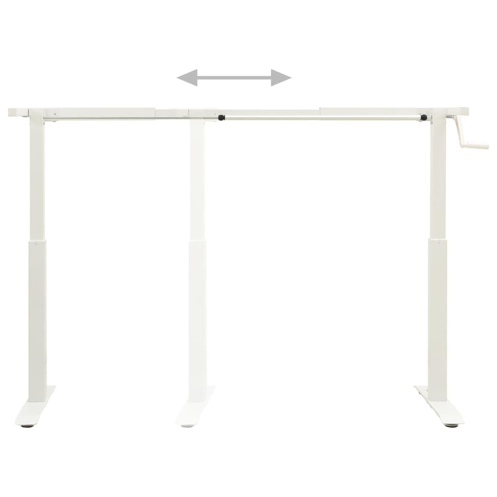 Adjustable Standing Desk Frame with Hand Crank - White Ergonomic Sit Stand Desk Base for Home Office & Computer Workstations | Perfect for Remote Work, Gaming & Study Spaces