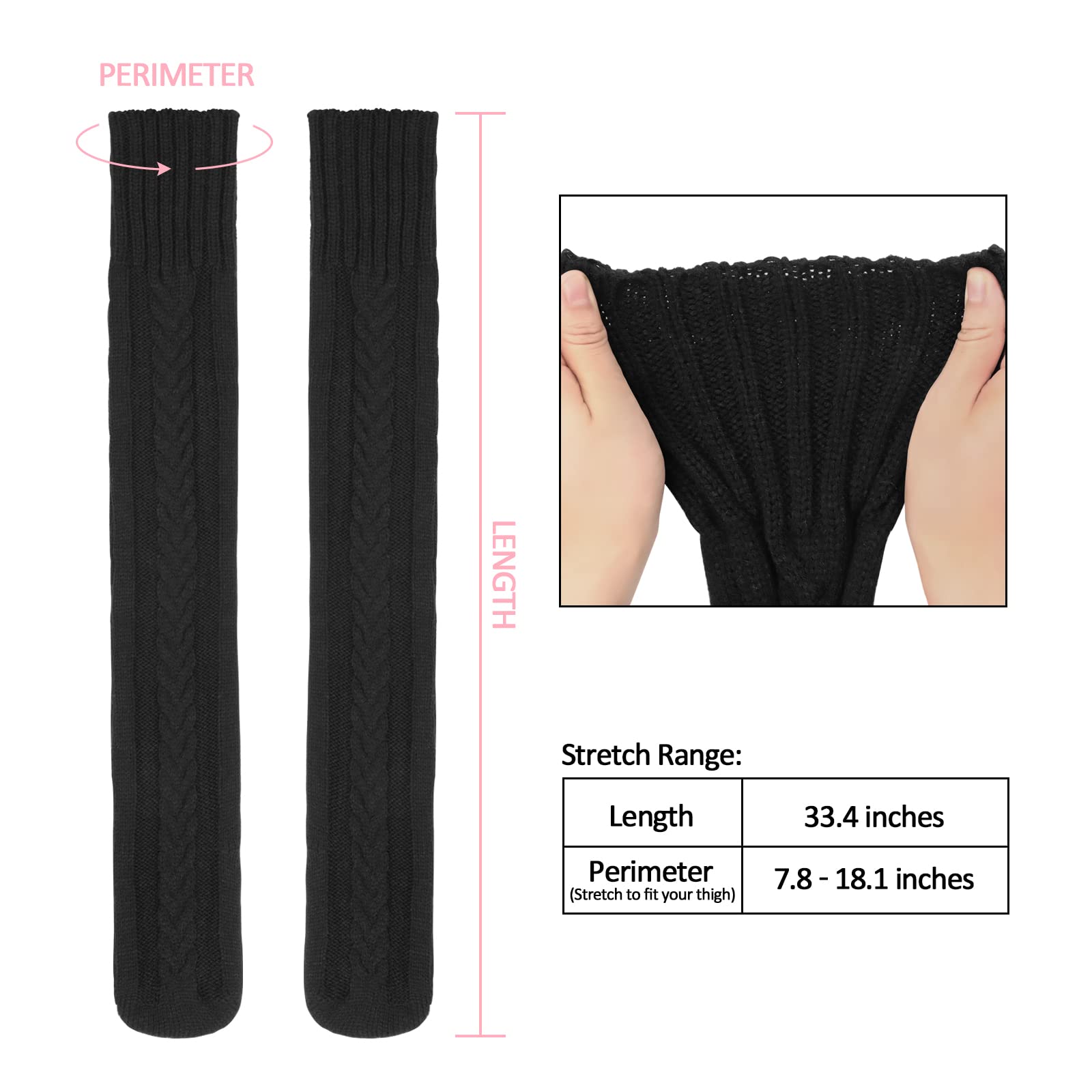 Littleforbig Thigh High Boot Socks - Extra Long Over The Knee Cable Knitted Stockings for Women - Perfect for Winter, Cosplay, and Fashion Outfits