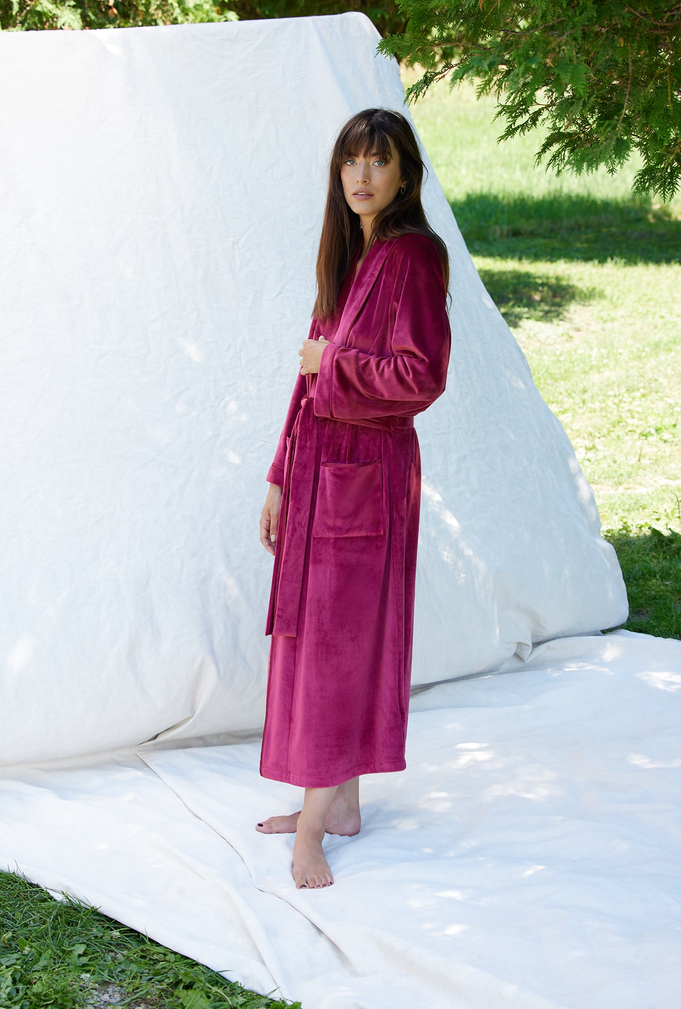 Luxury Velour Long Wrap Robe for Women - Soft Plush Bathrobe with Pockets - Perfect for Spa, Lounge & Hotel Relaxation