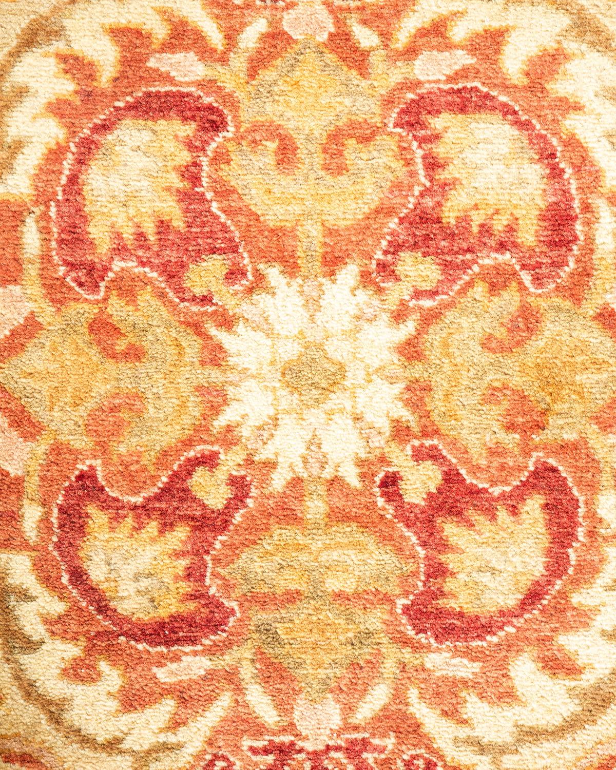 Handmade Traditional Oriental Mogul Ivory 4x6 Wool Area Rug - One of a Kind Hand Knotted Solo Rugs for Living Room, Bedroom & Home Decor