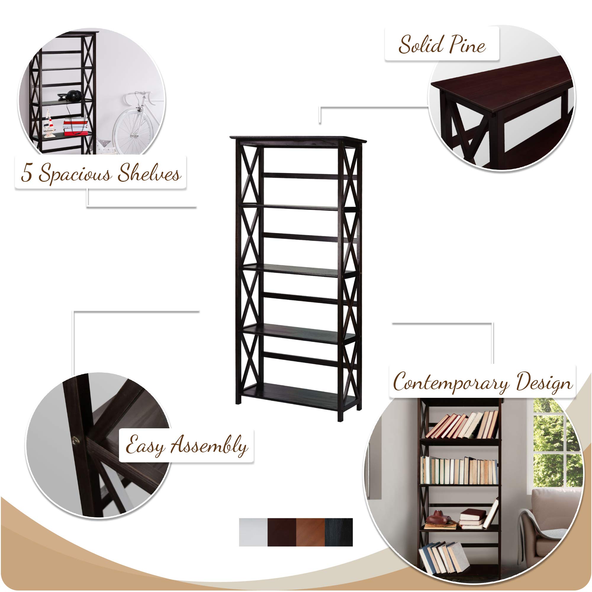Stylish Casual Home Shelf Bookcase - Modern Wooden Storage for Books, Decor & Essentials | Perfect for Living Room, Bedroom & Office Organization