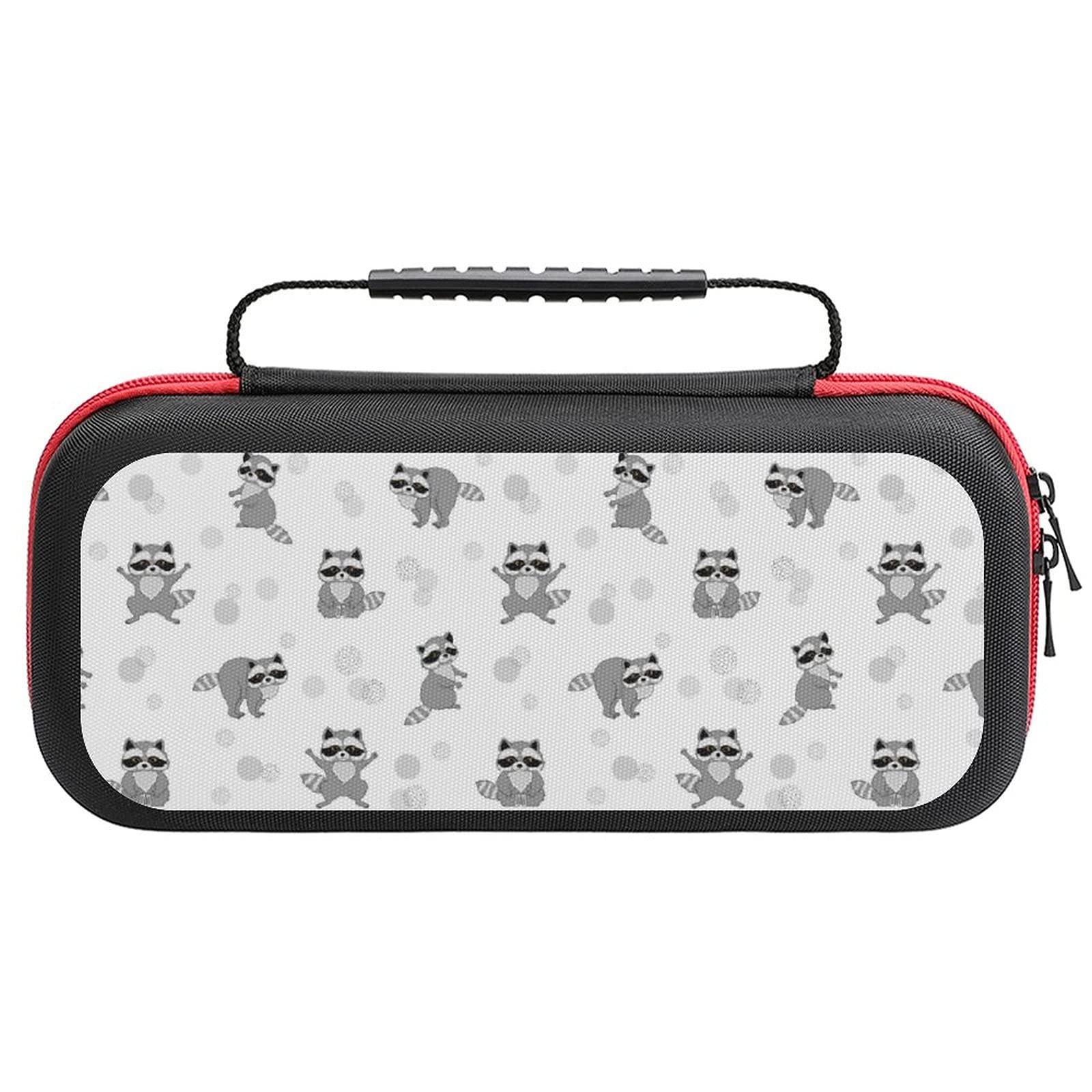 Funny Raccoon Printed Travel Case for Nintendo Switch Lite - Waterproof Protective Storage Bag with Accessories Pouch | Perfect for Gaming On-The-Go, Commuting & Travel Protection