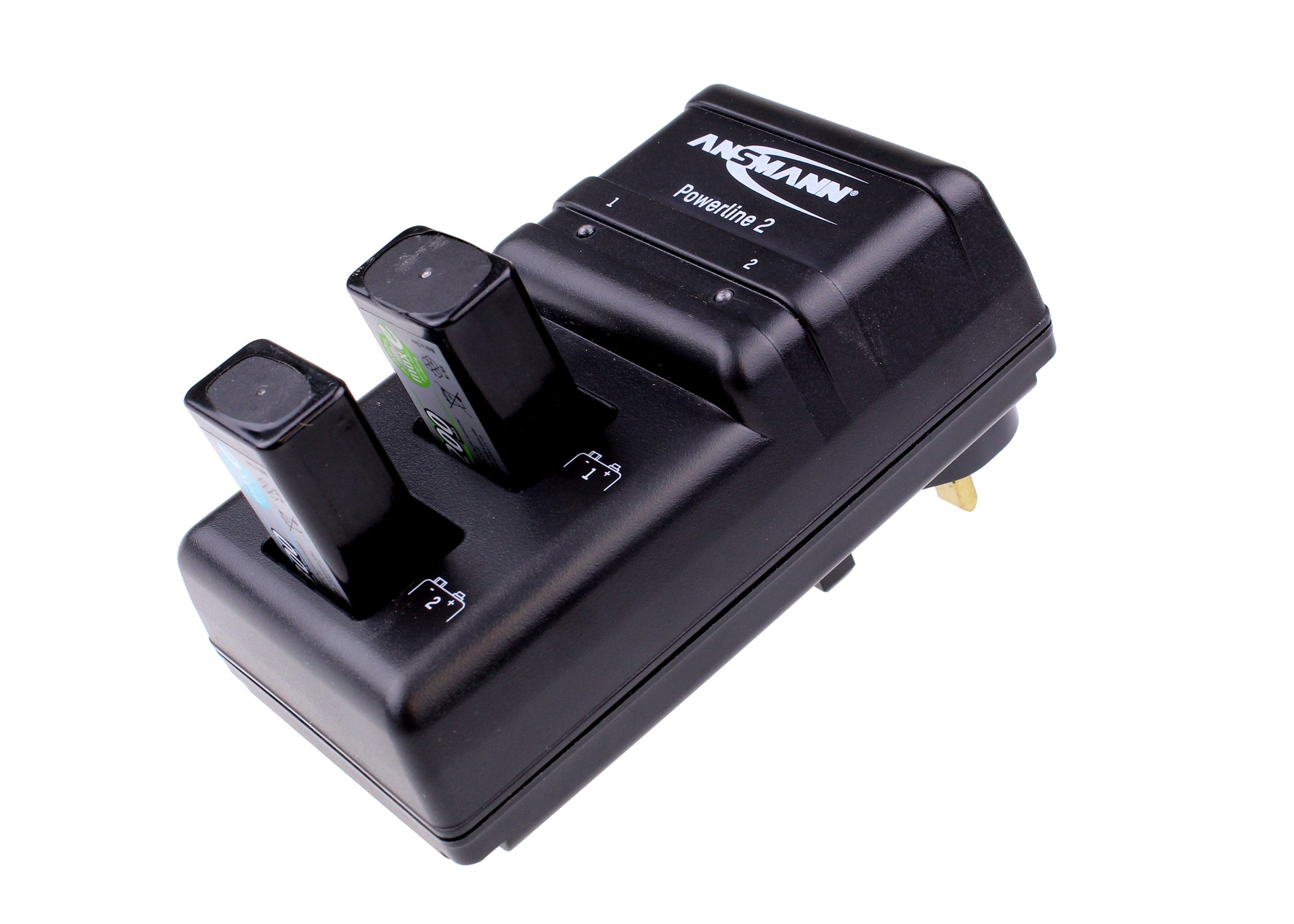 Ansmann Powerline 2 9V Battery Charger for NiMH NiCd Rechargeable Batteries - Fast Charging with LED Display, Overcharge Protection & Individual Slot Monitoring | Includes UK & EU Plugs | Perfect for Cameras, Toys, and Electronic Devices