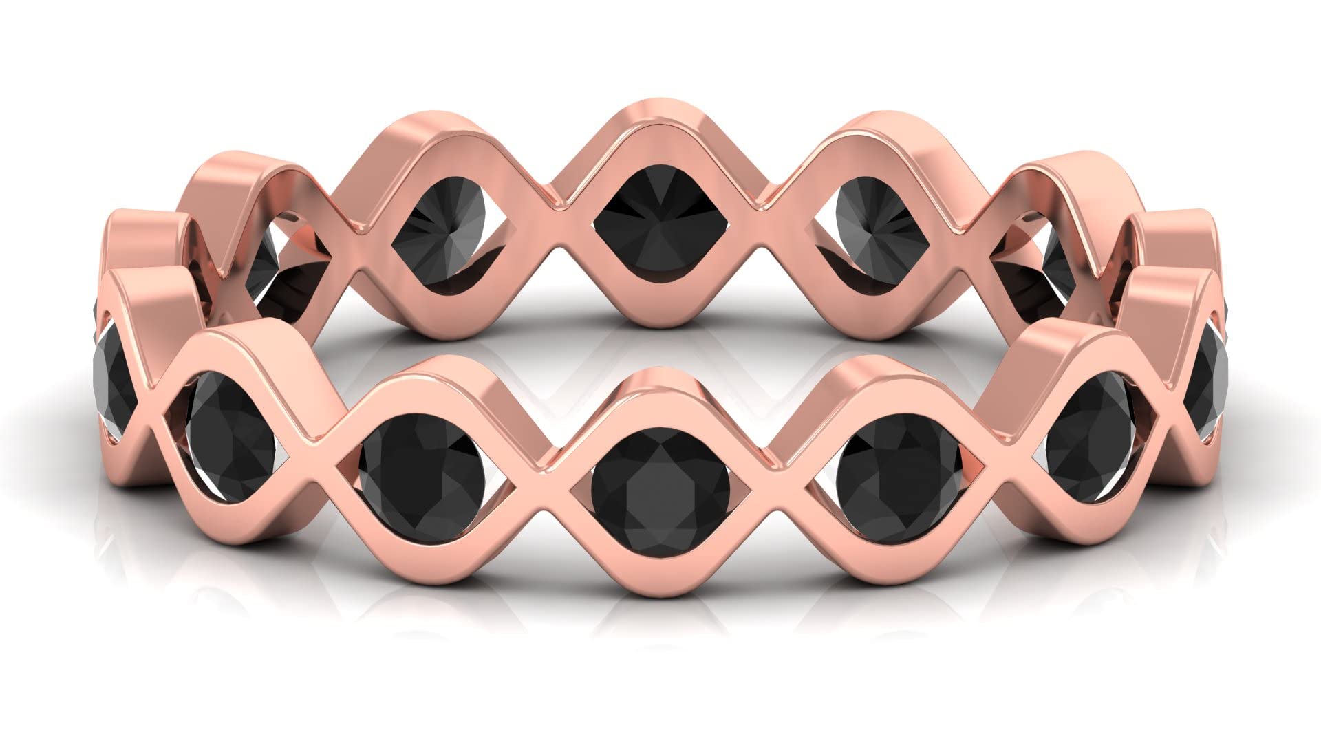 0.75 CT Black Spinel Eternity Ring for Women - 14K Solid Gold Infinity Band, Elegant Stackable Wedding Ring, Anniversary Gift for Her - Perfect for Daily Wear, Special Occasions & Bridal Jewelry