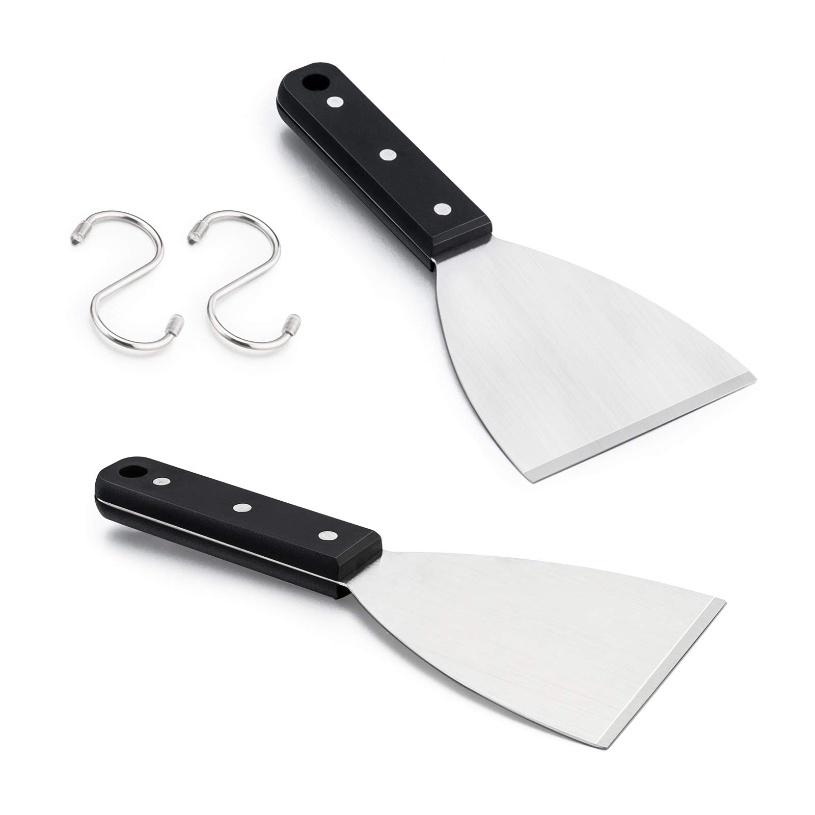 HaSteeL 2-Piece Stainless Steel Griddle Scraper Set - 9.5 Inch Slant Edge Metal Grill Scraper & Chopper for Professional Food Service & Kitchen Cleaning | Perfect for Teppanyaki, Flat Top BBQ, Indoor & Outdoor Cooking | Dishwasher Safe | Ideal for Restaurants, Food Trucks & Home Grilling