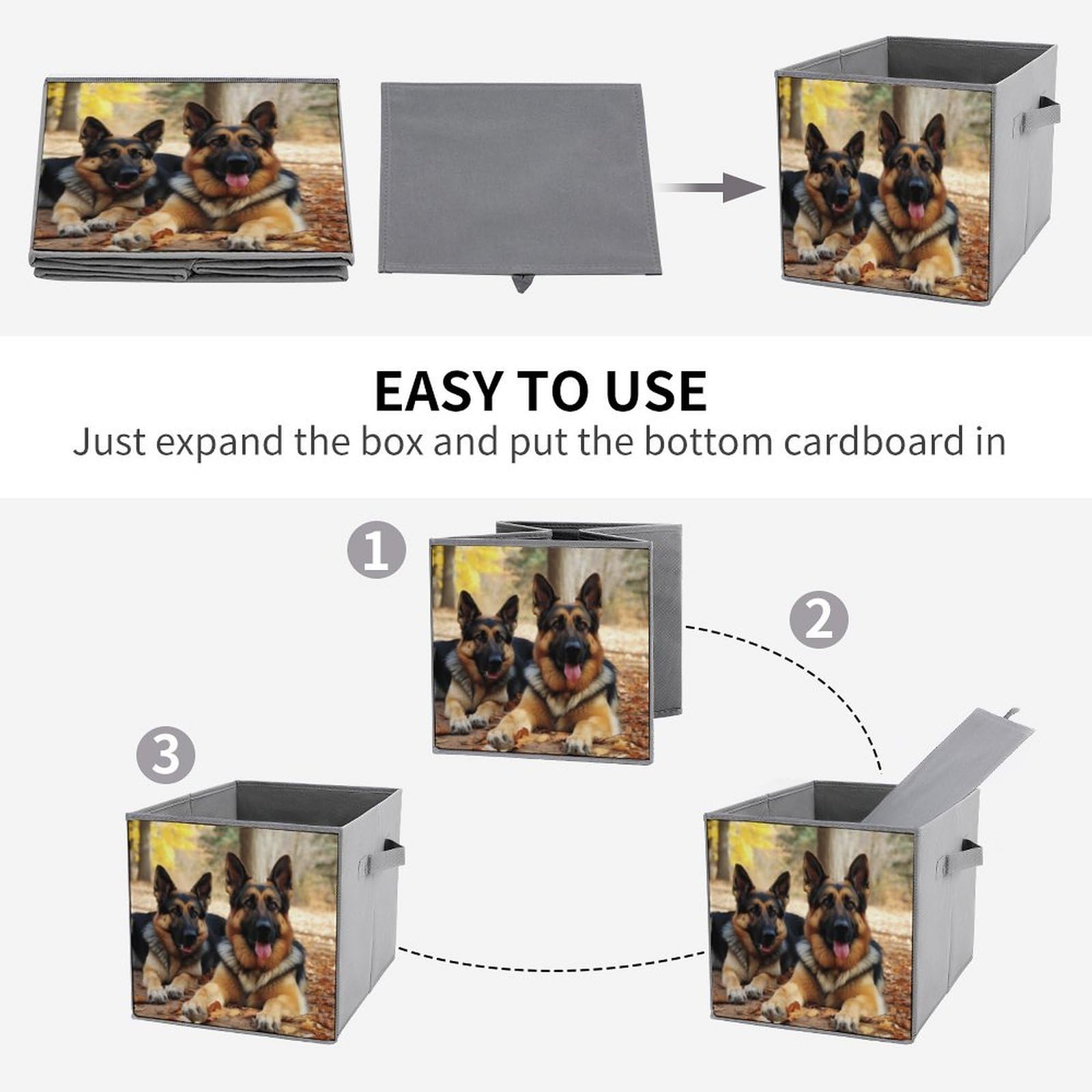 6-Pack Collapsible Storage Bins for German Shepherd Dog Lovers - Large Closet Organizer with Handles, Foldable Storage Baskets for Home Organization (Perfect for Pet Supplies, Clothing, Toys & Household Items)