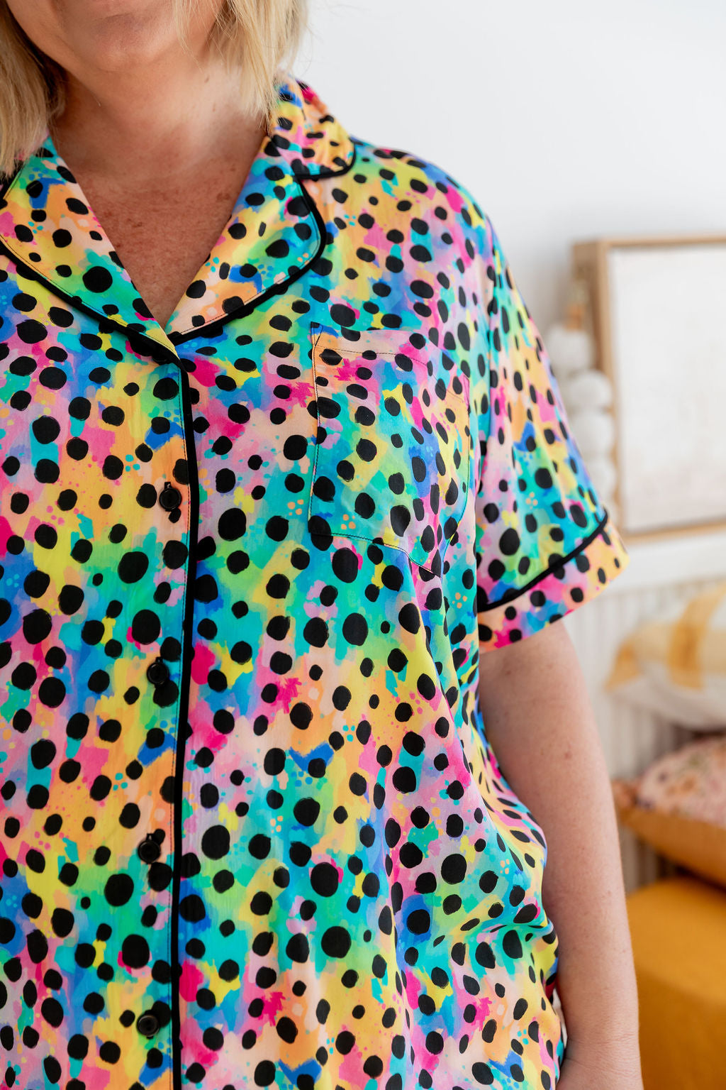 Kasey Rainbow Sundown SS Shirt & Short Sleepwear Set - Cheetah Print Pajamas for Women | Cozy Lounge Wear for Sleepovers & Relaxing at Home