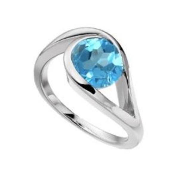 Silver Blue Topaz Teardrop Swirl Ring – Elegant Handmade Jewelry for Women | Perfect for Weddings, Parties & Special Occasions