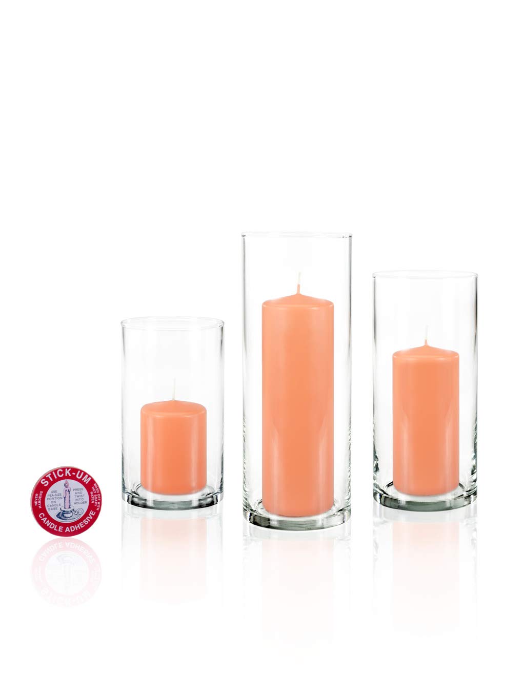 Yummi Set of 36 Slim Pillar and Cylinder Vases in Peach - Elegant Wedding Centerpieces, Table Decorations for Parties & Home Decor