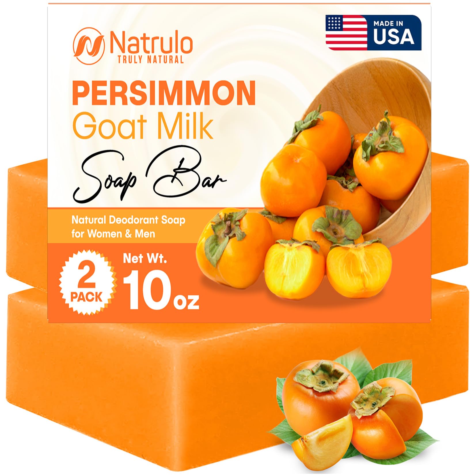 **Natural Persimmon & Goat Milk Soap Bar for Body Odor Control – Purifying Deodorizing Body Wash for Men & Women – Eliminates Odor, Brightens Skin – Perfect for Gym, Travel & Daily Hygiene**