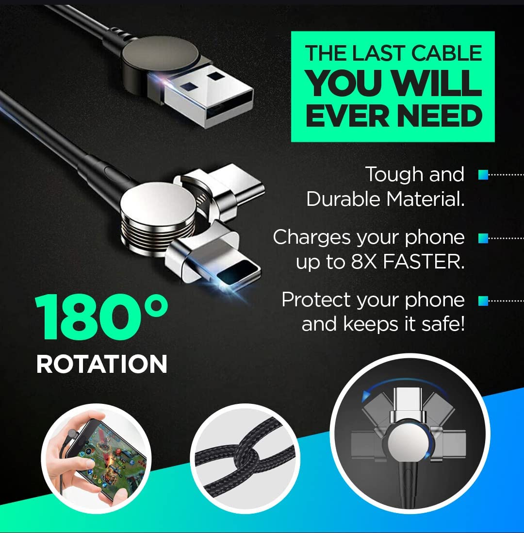 Fast Charging Rotatable Micro-USB Charger Head - 360° Swivel Design for Cars, Home & Office - Quick Charge Compatible with Android Phones, Tablets & More