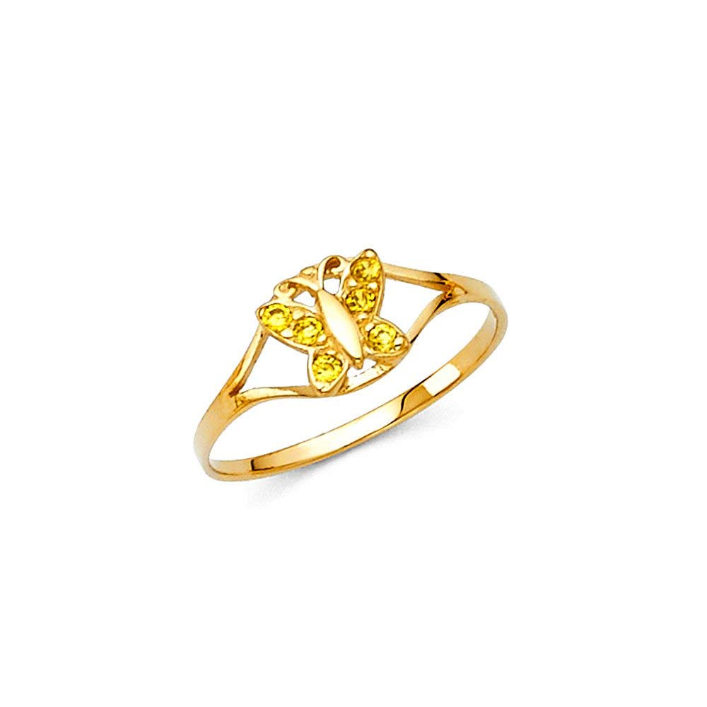 14K Yellow Gold CZ Cubic Zirconia Simulated Diamond Ring for Boys & Girls - Size 3 | Elegant Kids Jewelry for Birthdays, Gifts & Special Occasions